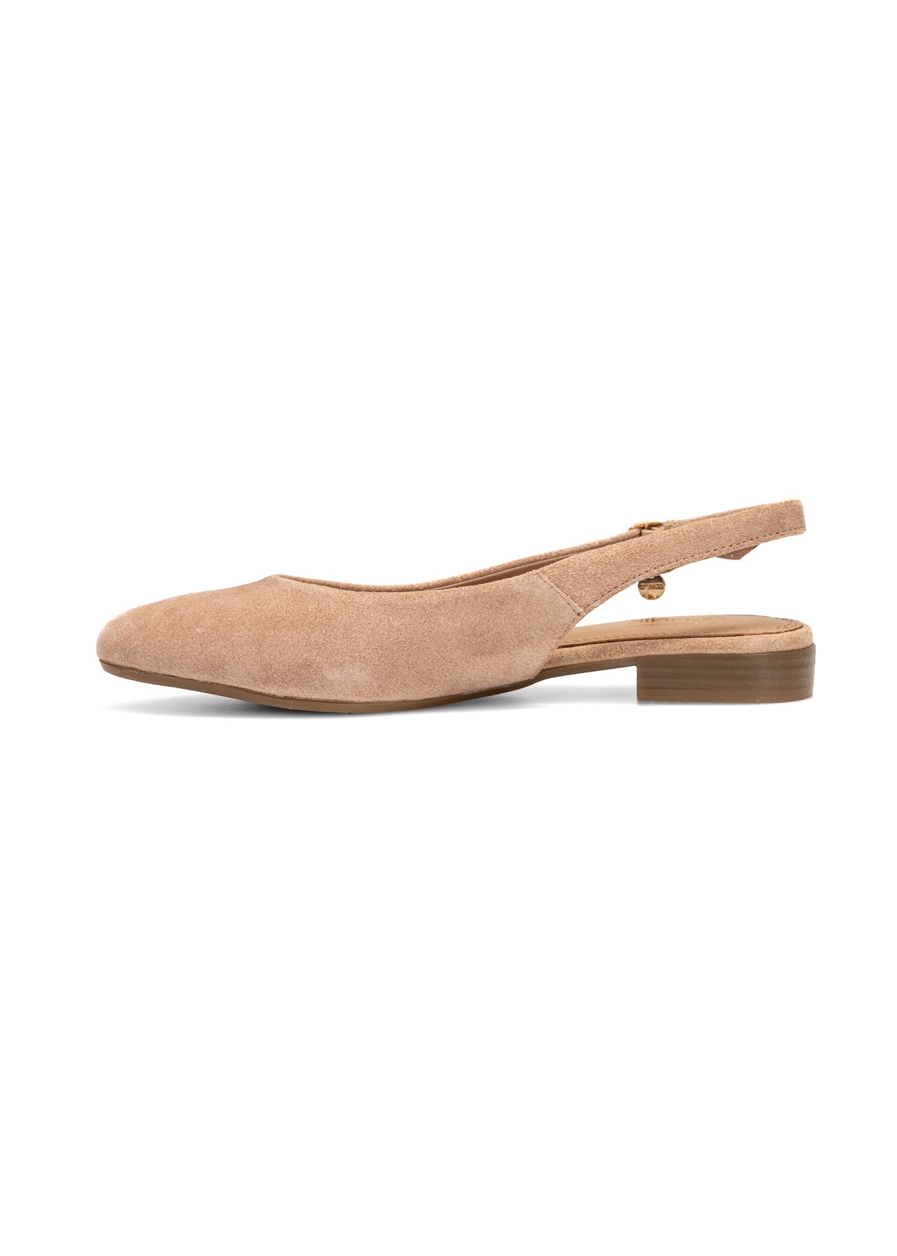 Beige suede ballerinas without heel BUTYD-1051A-81(W25)-03