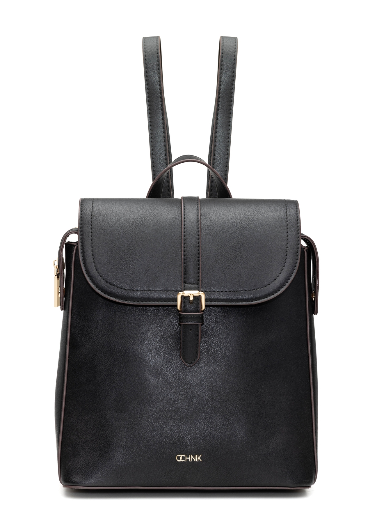 Women's backpack in black TOREC-1198-99(W26) - front product view, on a white background.