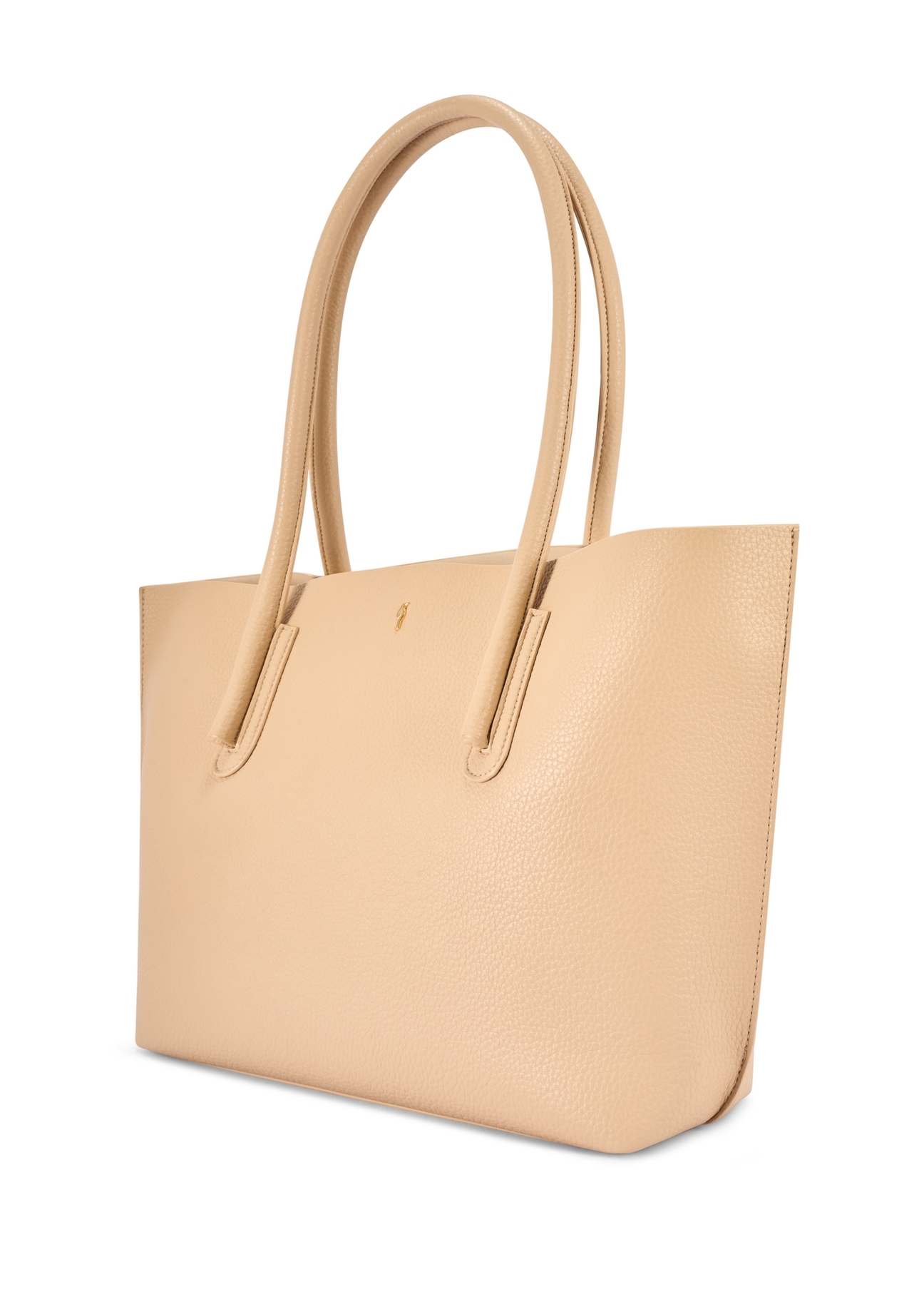 Beige women's shopper bag TOREC-0938-1A(W26), diagonal product view on a white background.