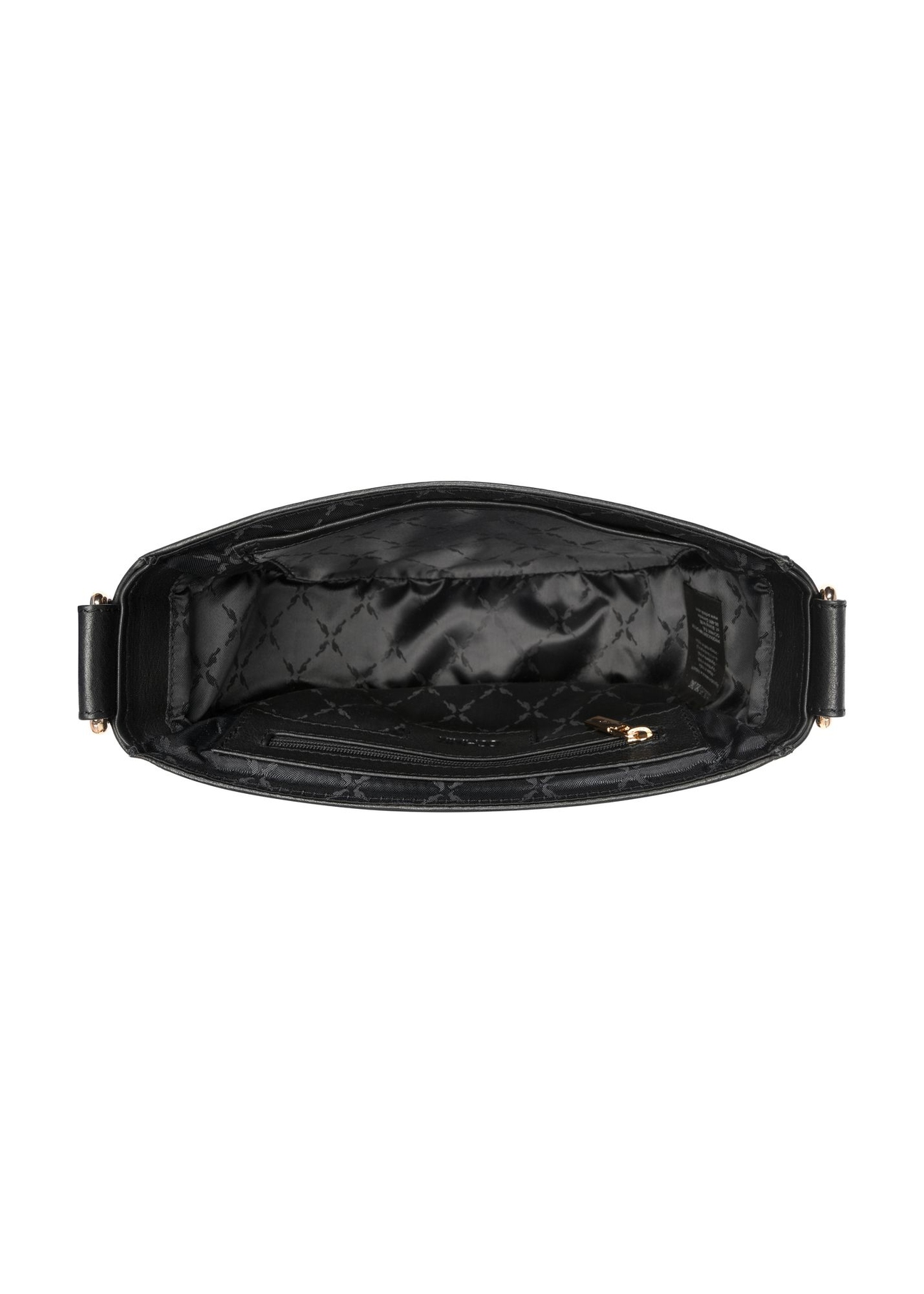 Black leather women's messenger bag TORES-1315-99(Z26) - product view from above, on a white background.
