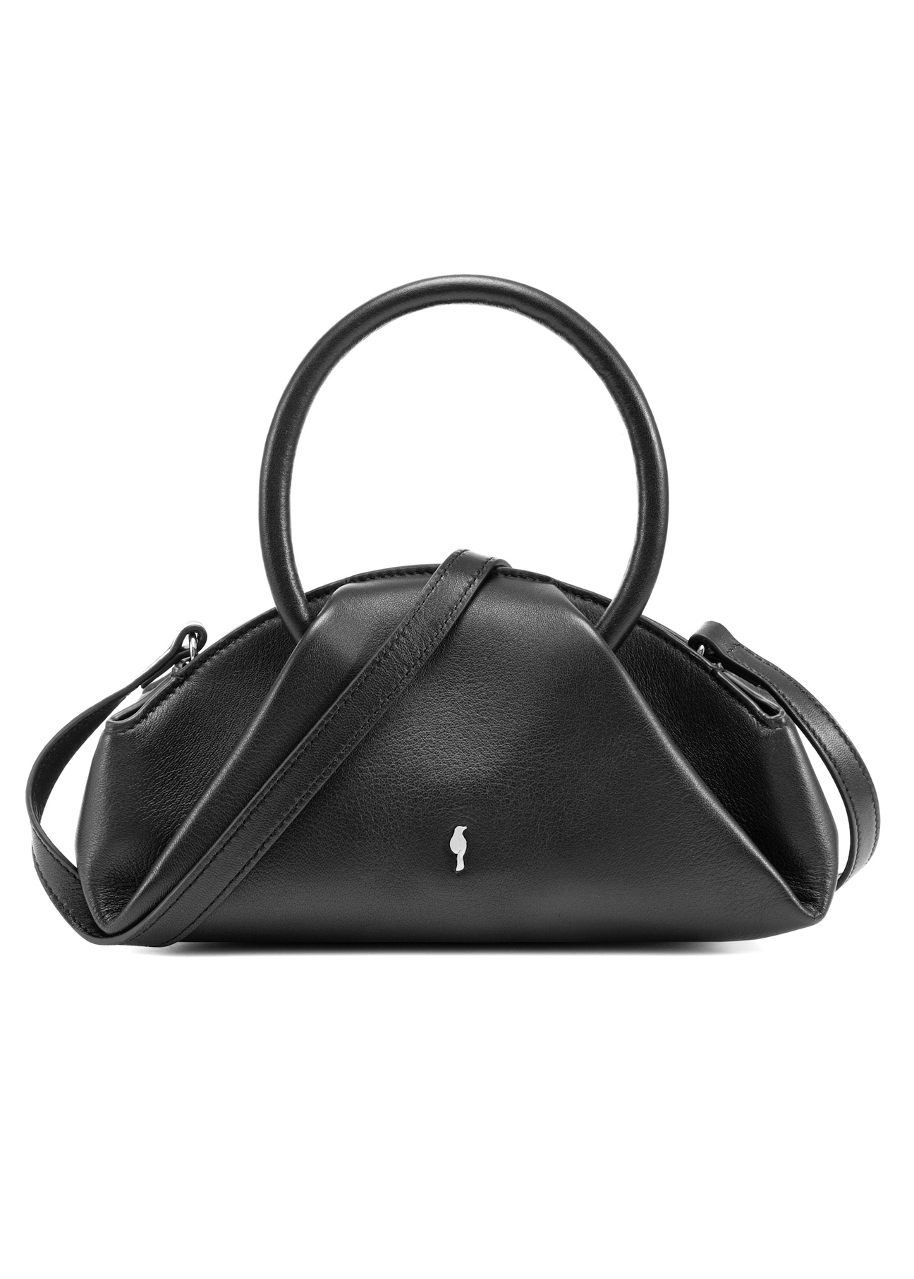 Black mini top handle bag TORES-1203-99(Z25), front product view on white background.