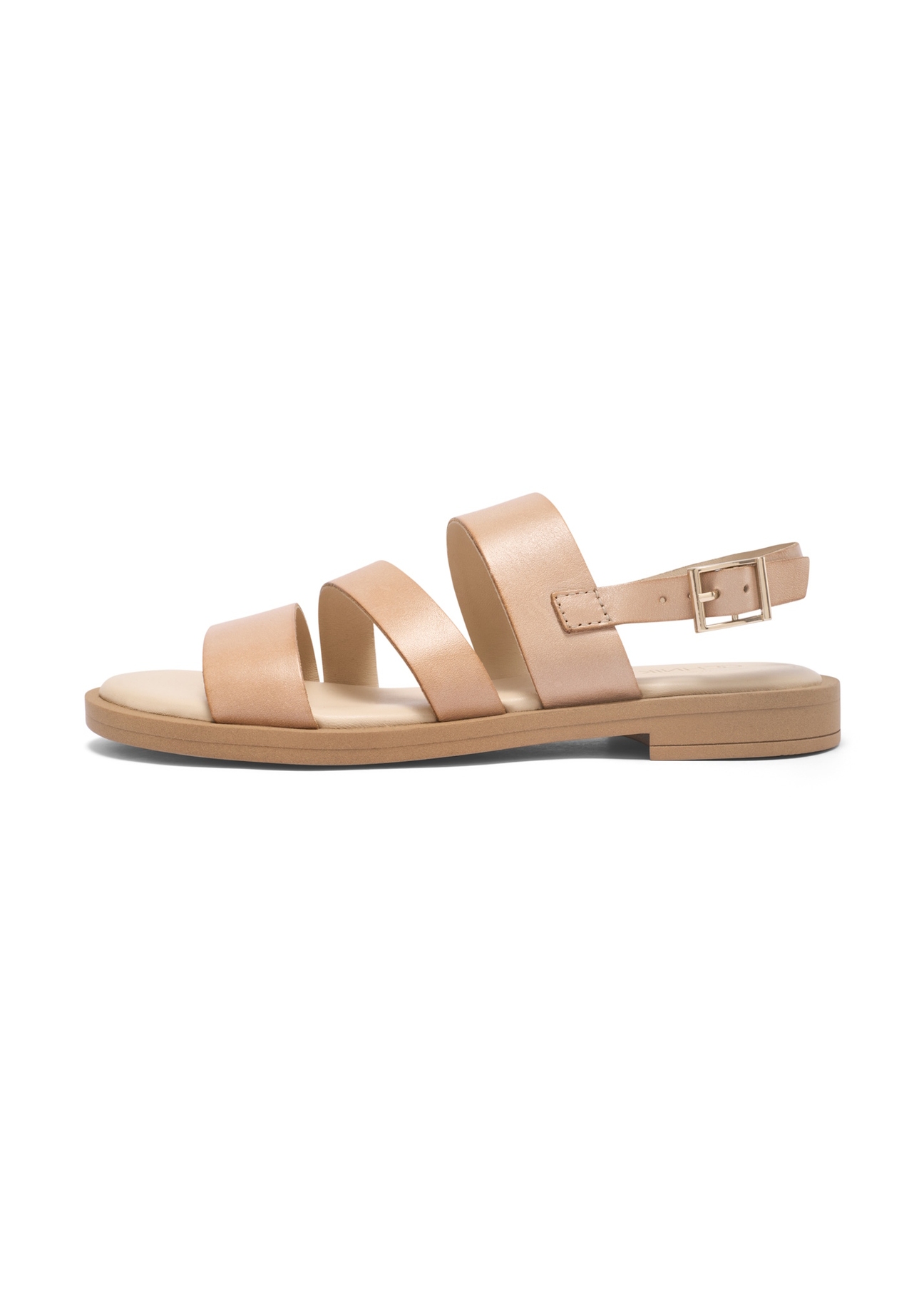Light beige leather women's sandals BUTYD-1152-1A(W26), side product view on white background.