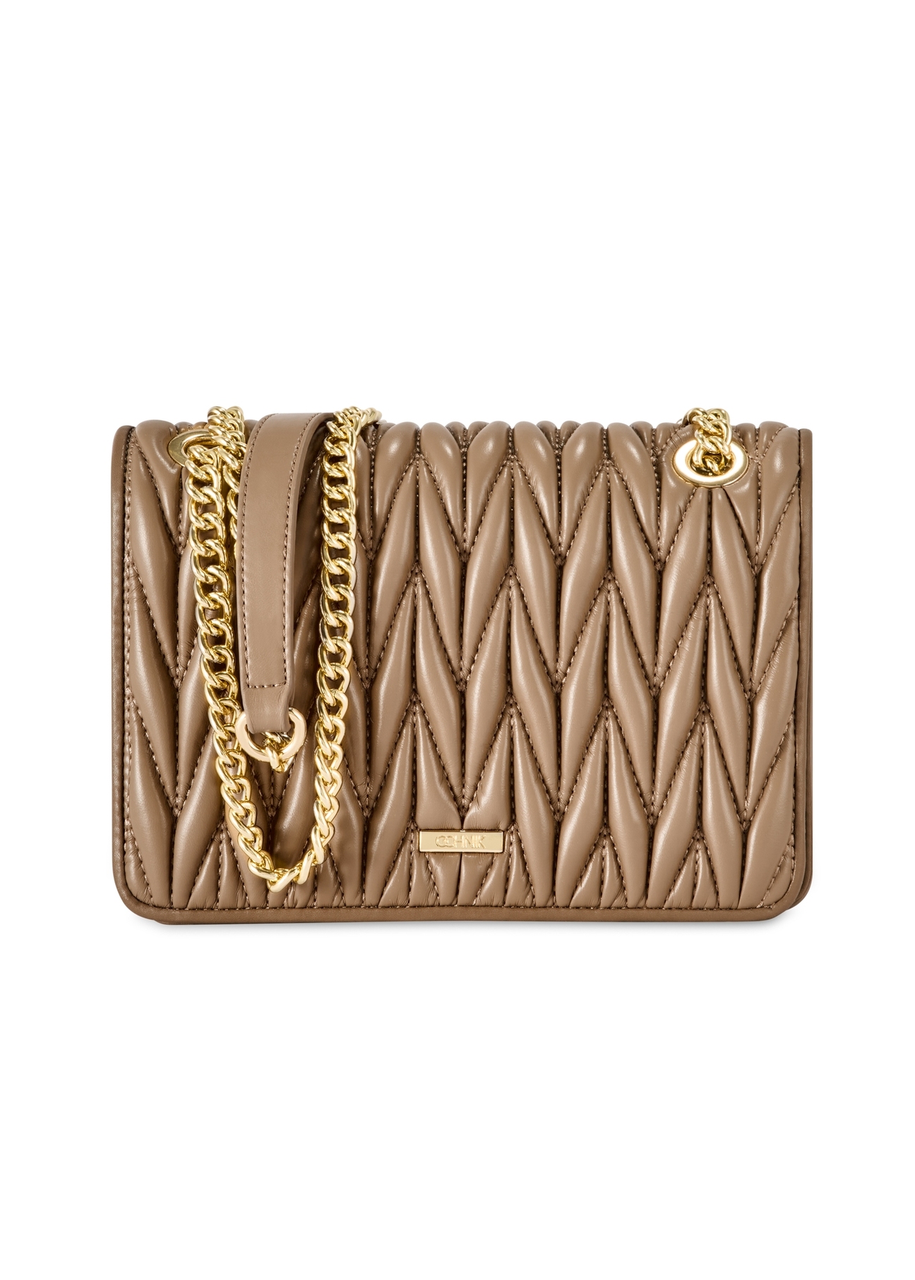 Beige women's handbag with chain TOREC-1102-24(Z25)