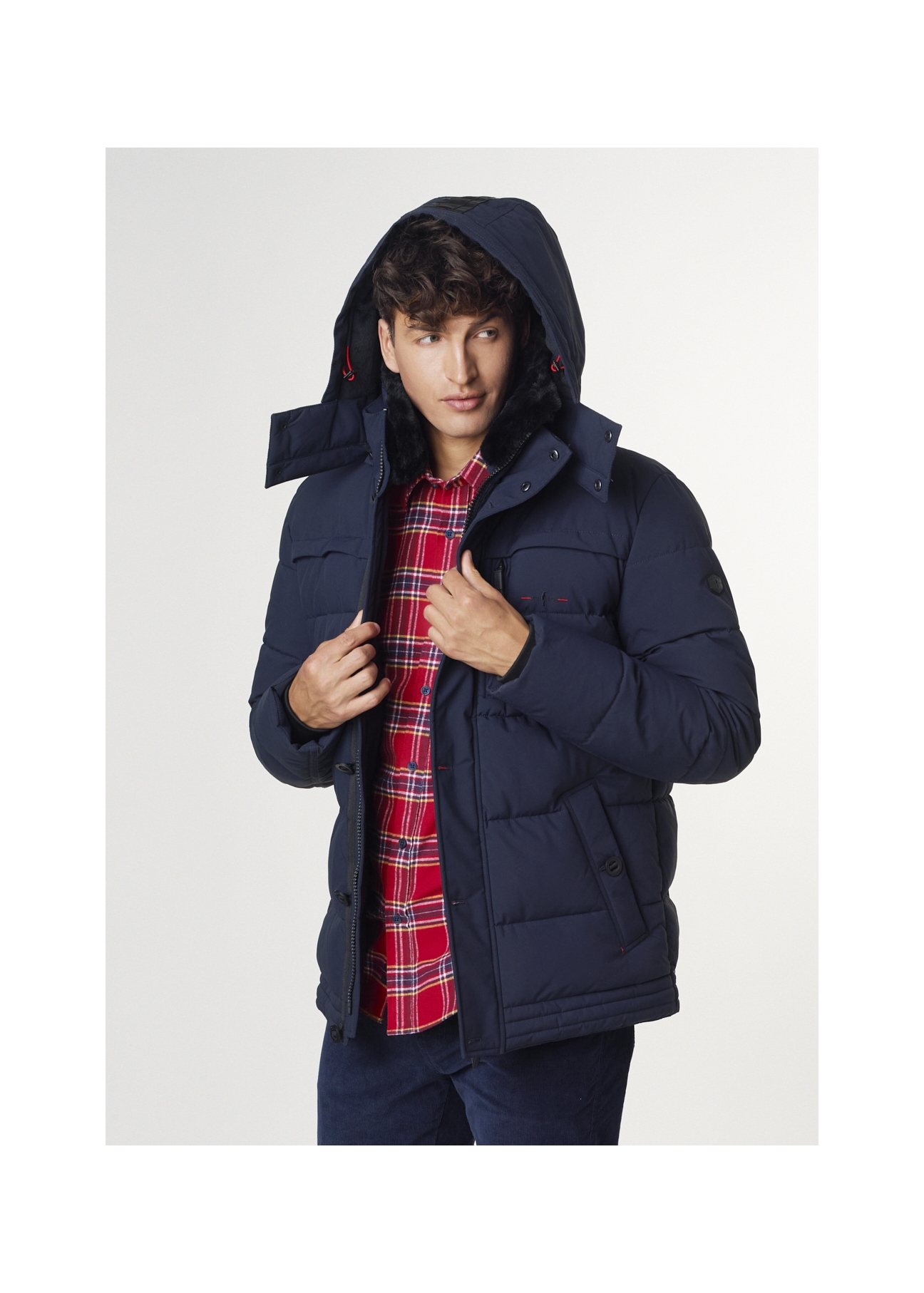 Warmed navy blue men's winter jacket KURMT-0242-69(Z21)-01