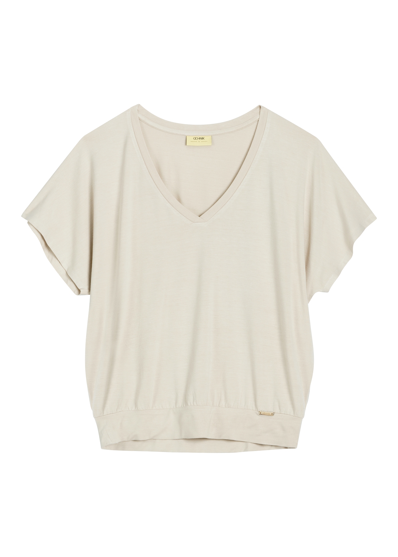 Light beige women's blouse BLUDT-0202-1A(W26), front product view on white background.