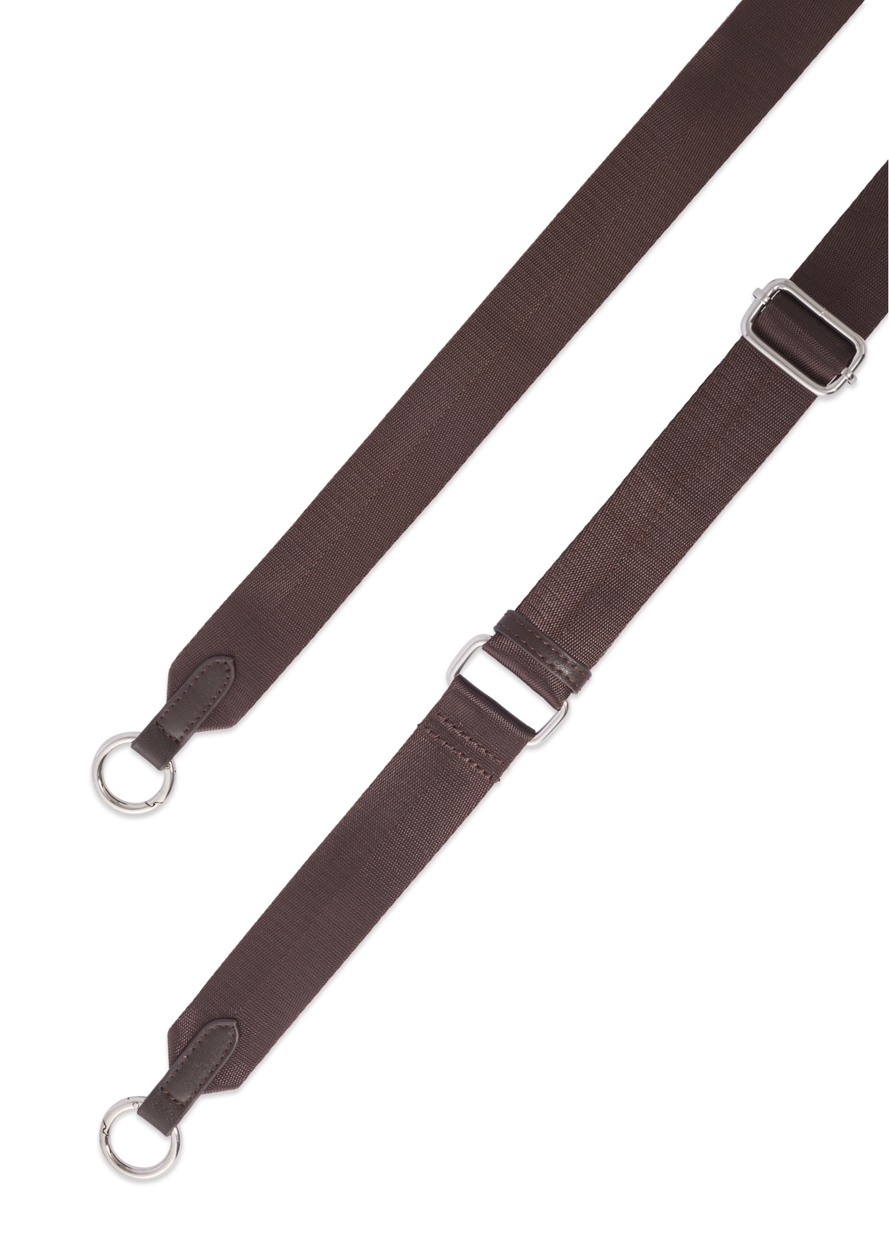 Dark brown fabric women's waist bag TOREN-0356-1I(Z26), view of the product straps against a white background.