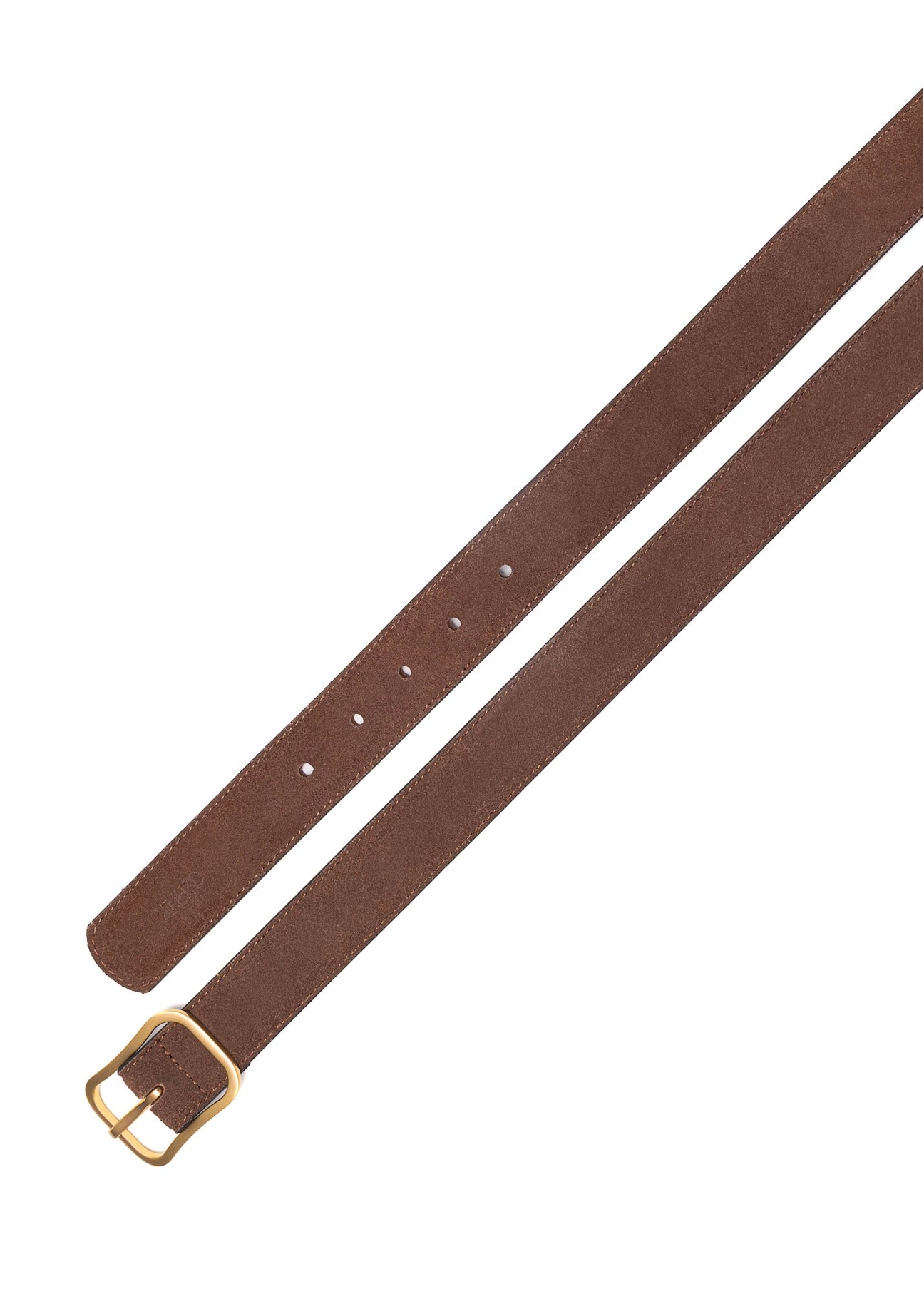 Brown leather women's belt PASDS-0317-1H(Z26), top view of the product on a white background.