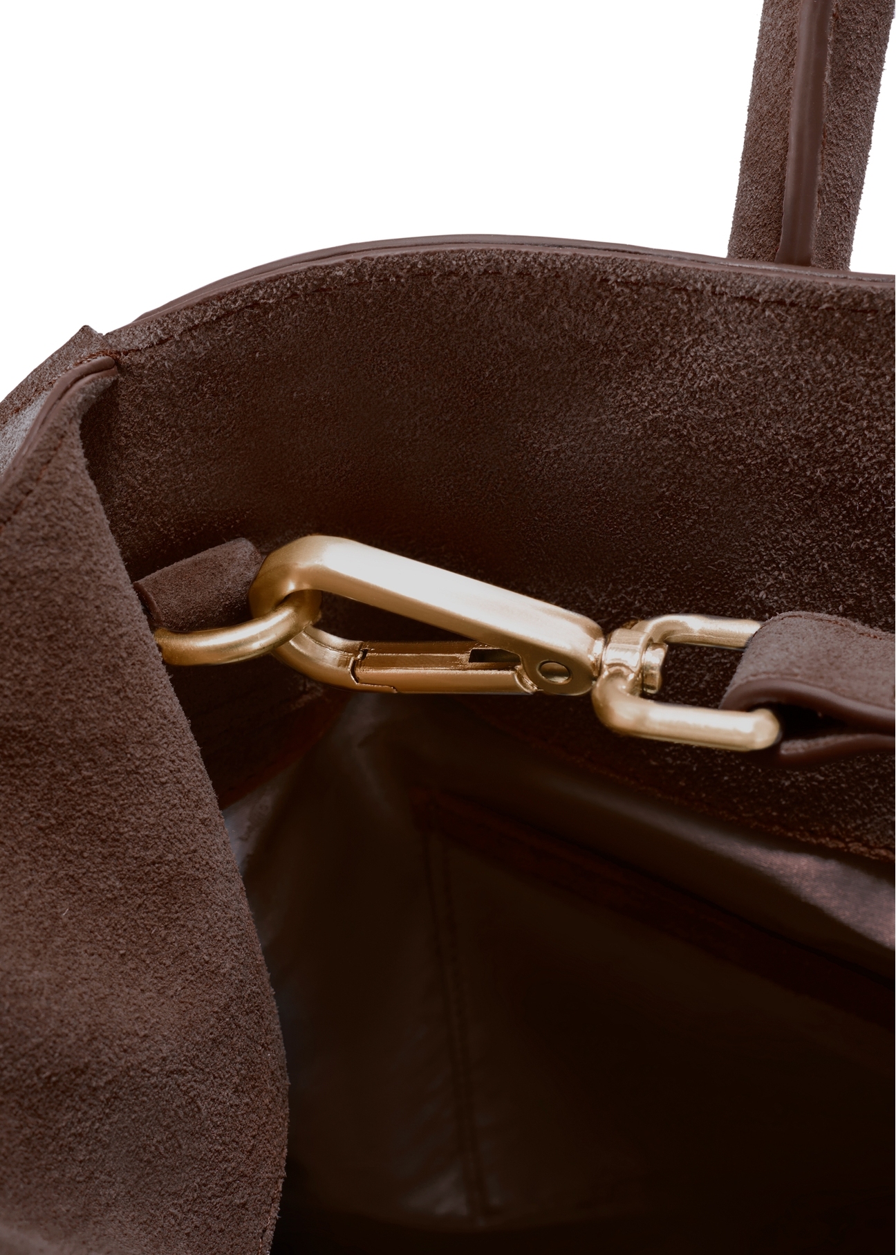 Brown suede handbag TORES-1191-89(Z25), close-up of the product detail, view on a white background.-02