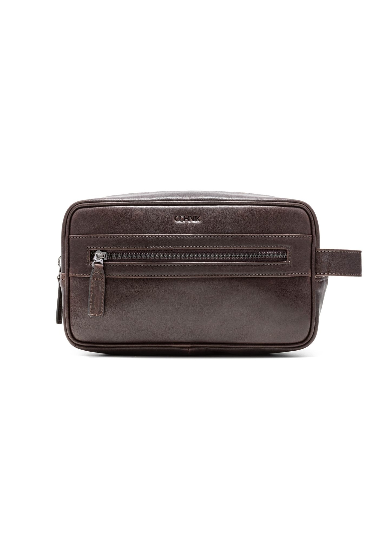 Brown men's cosmetic bag TORMS-0463-1H(Z26) front product view on white background.