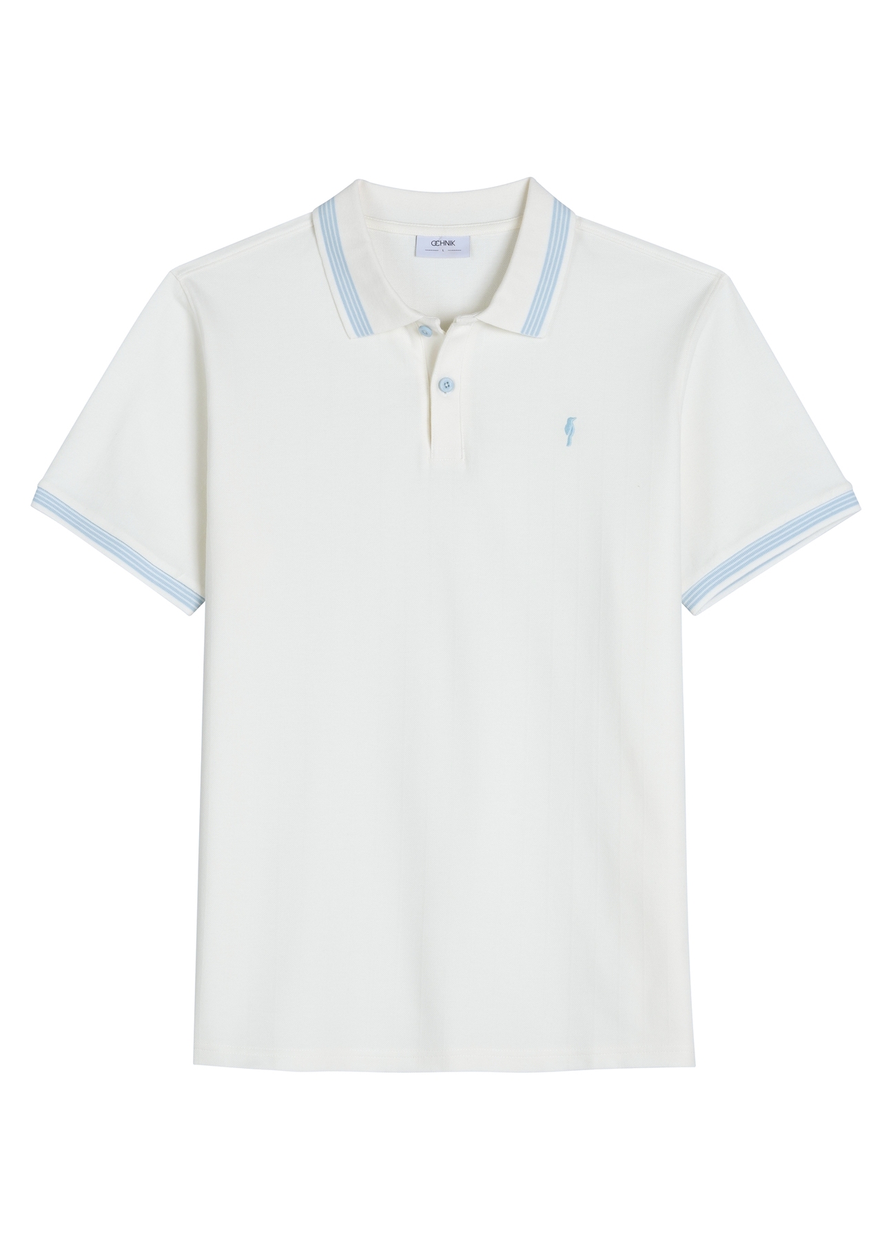 White polo shirt POLMT-0090-0B(W26) - front view of the product, on a white background.
