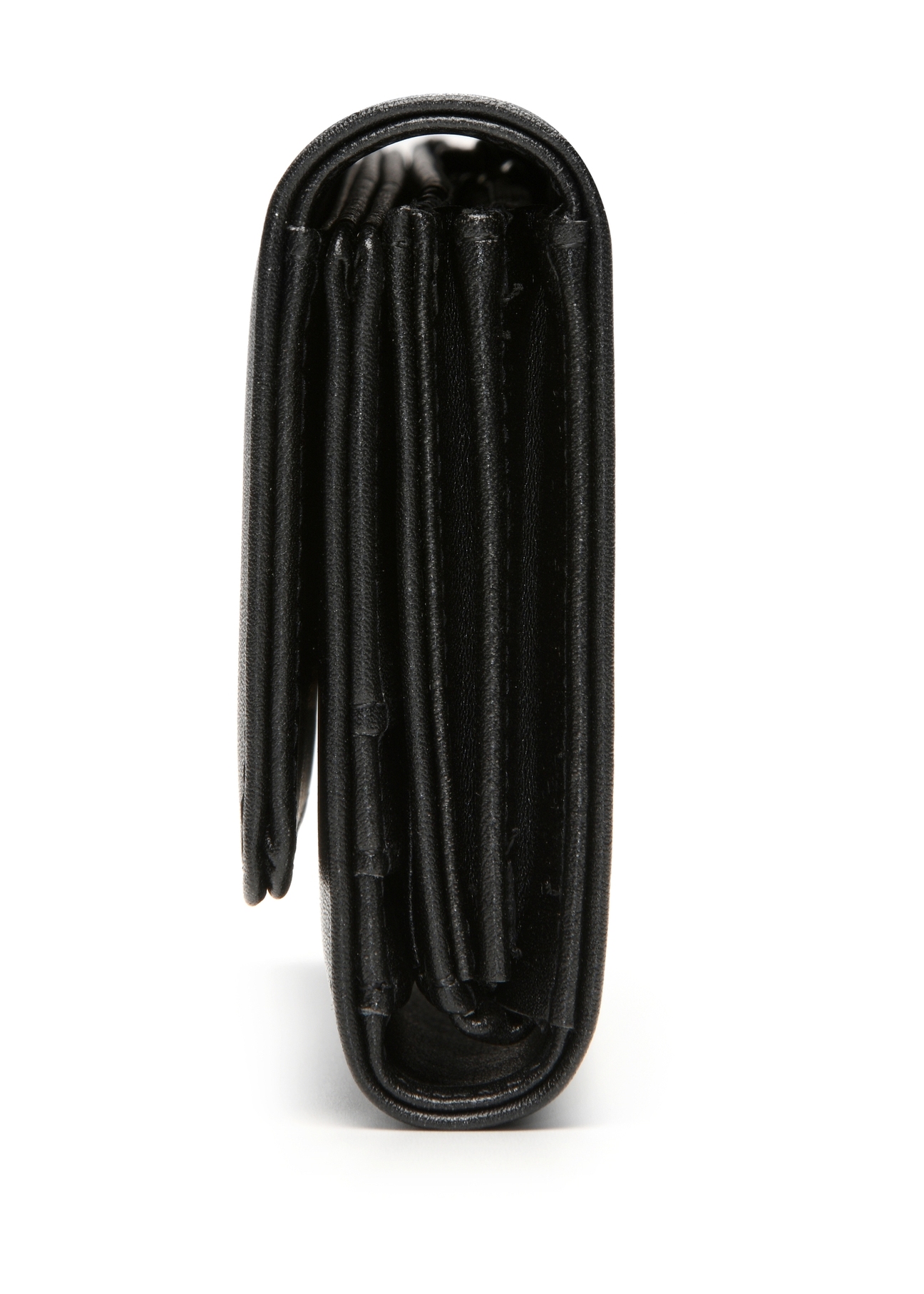 Black large women's wallet POREC-0398A-99(Z25), product view from the side on a white background.