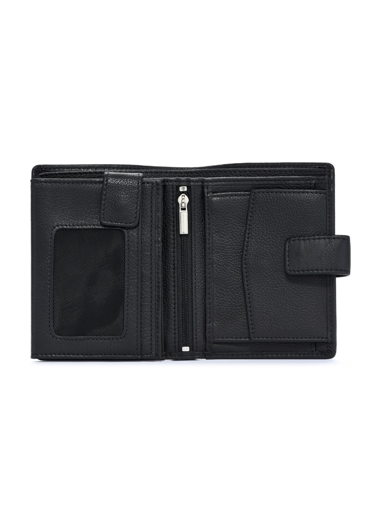 Men's leather wallet in black PORMS-0630A-99(Z25), product view inside on white background.