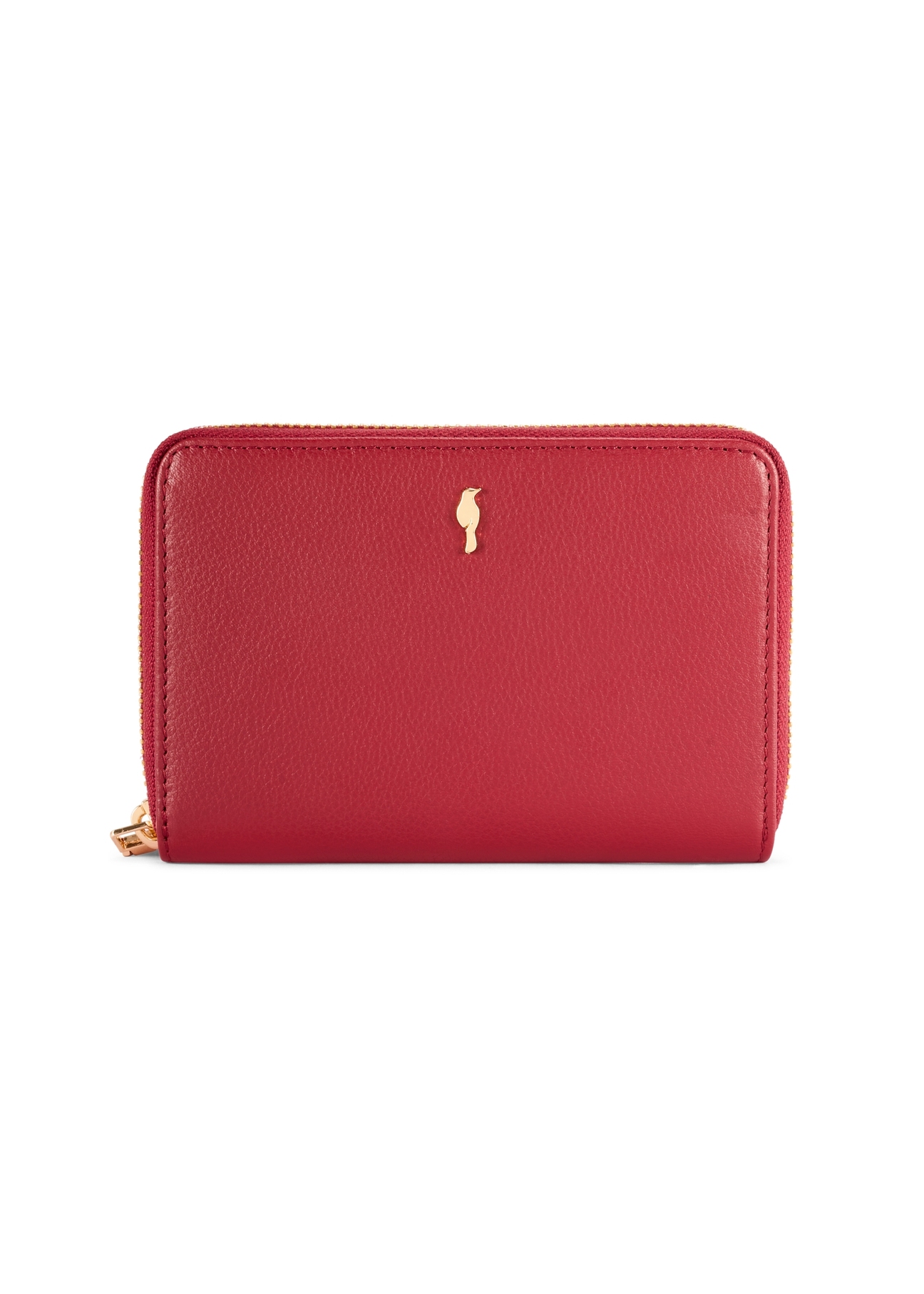 Red medium leather women's wallet PORES-0992-4C(W26), product view from the front on a white background.