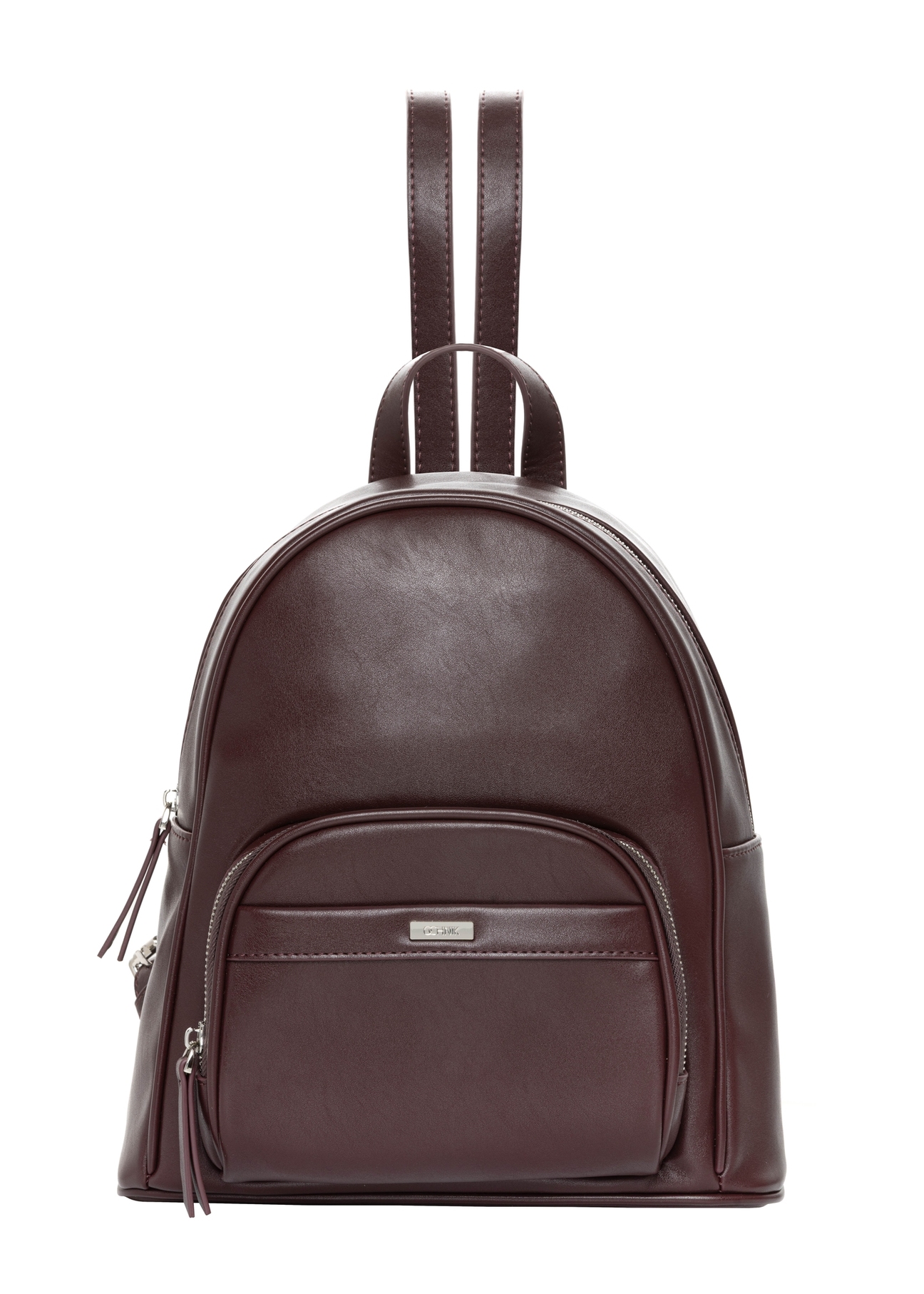 Burgundy women's backpack TOREC-1263-4D(Z26). Front view on white background.