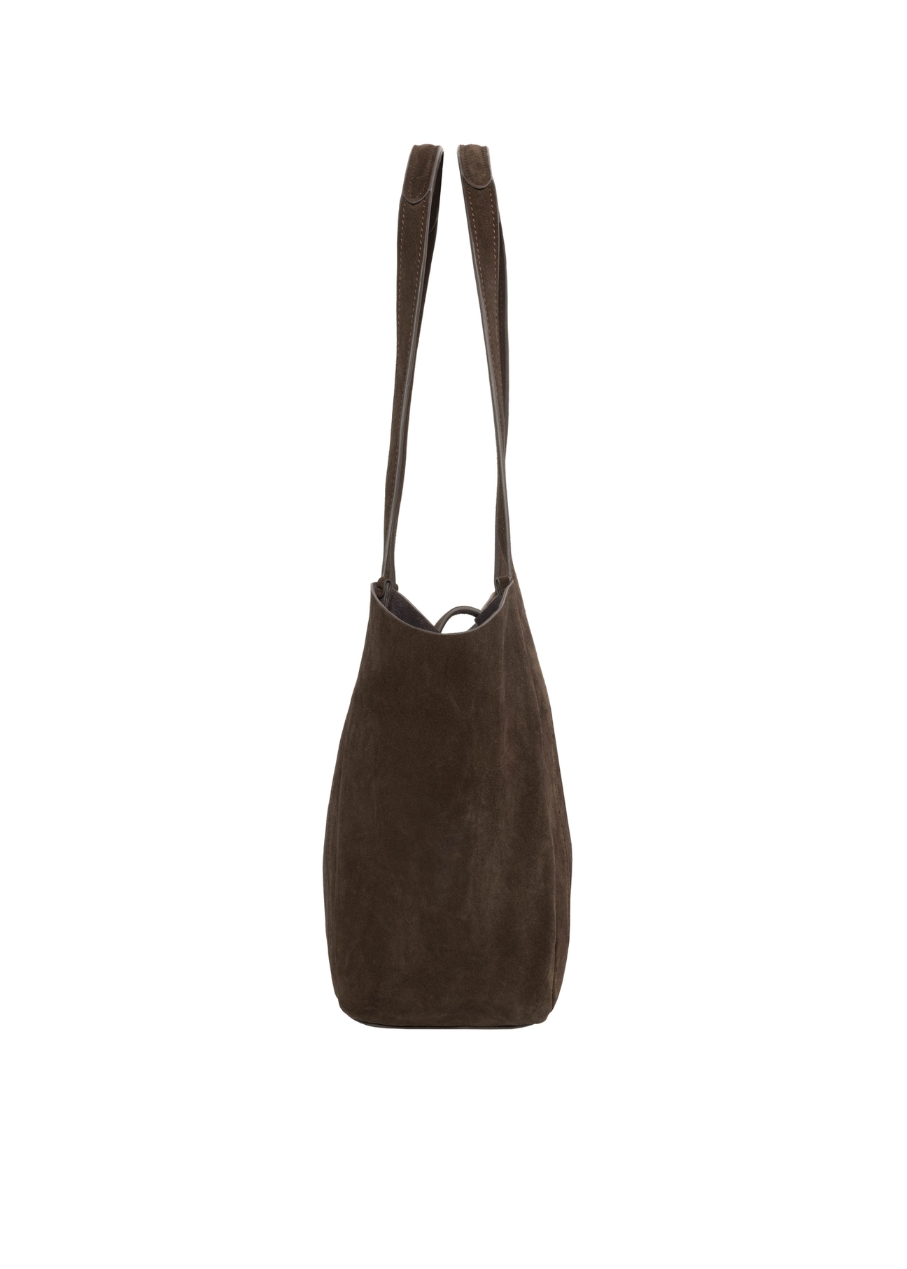 Women's brown suede shopper bag TORES-1422-1I(Z26), side view of the product on a white background.