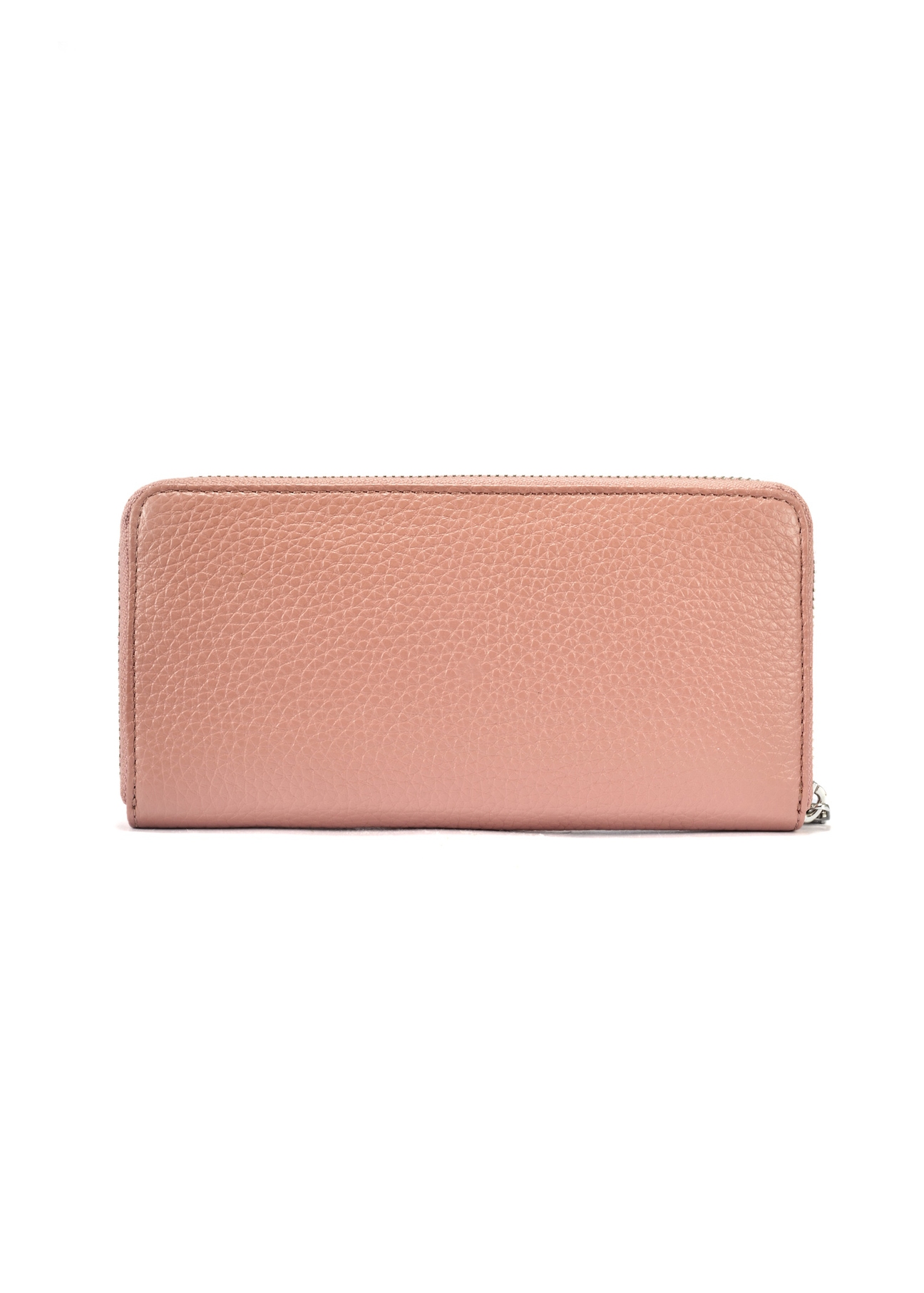 Large pink women's leather wallet PORES-0800F-31(W25), back view of the product on a white background.