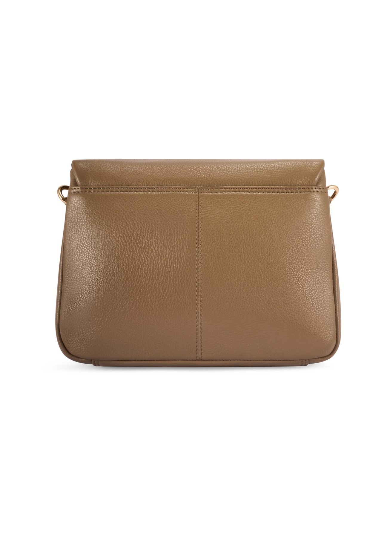 Dark beige leather women's handbag TORES-0911F-1K(W26) - product view from the back, on a white background.