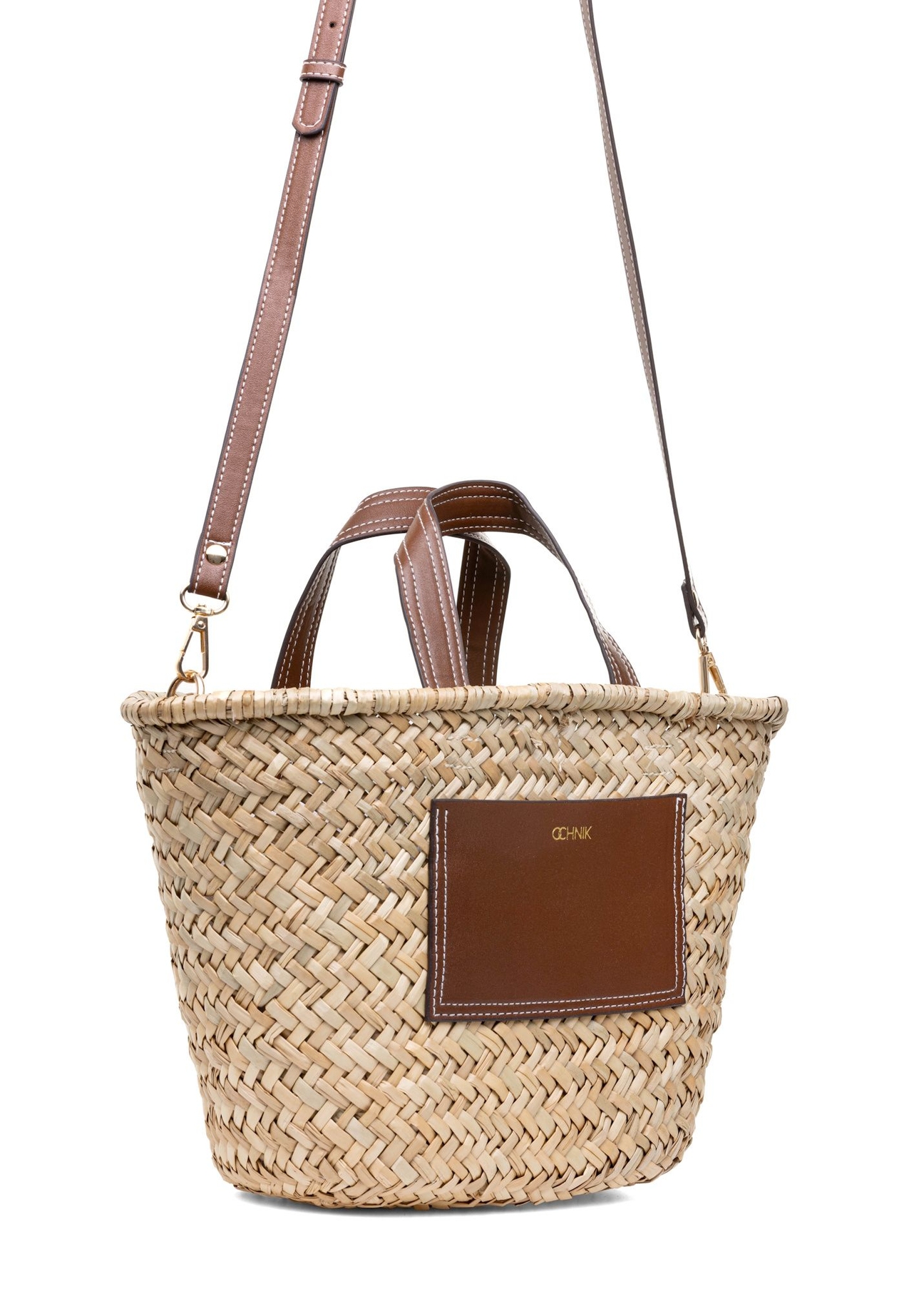 Straw women's basket bag TOREC-0945A-25(W25), product view with strap on white background.