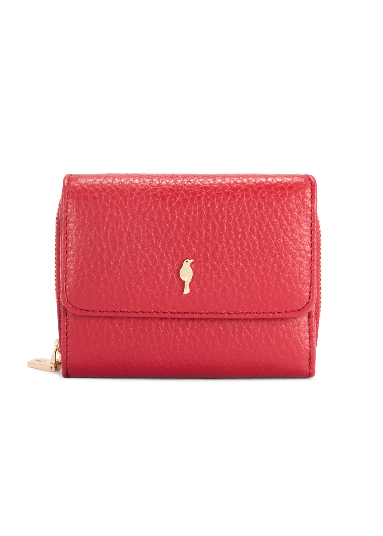 Red women's leather wallet PORES-0818RFID-42(Z25), product view from the front on a white background.