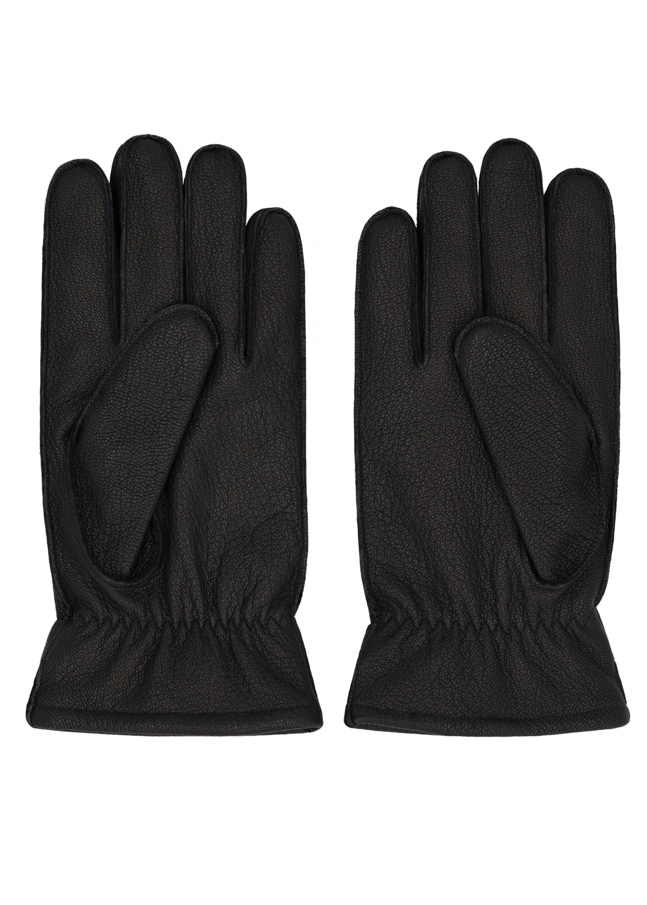 Men's leather gloves with wool lining REKMS-0092-9I(Z26), back view of the product on a white background.