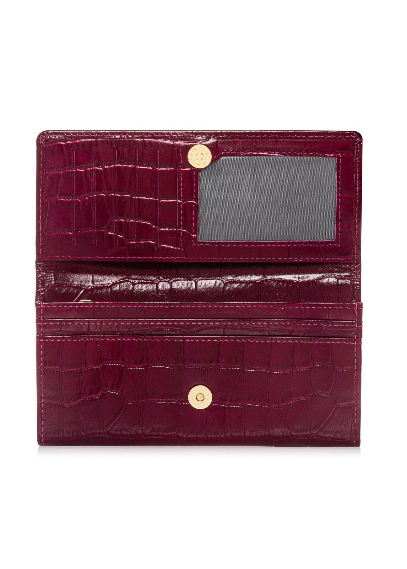 Women's leather pink wallet PORES-0889B-31(Z25), product view inside on white background.