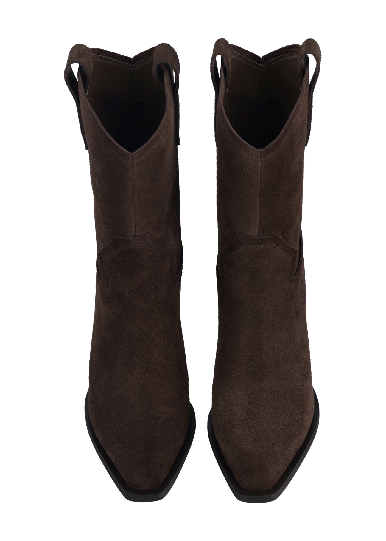 Women's dark brown suede ankle boots BUTYD-1336-1I(Z26), front product view on white background.