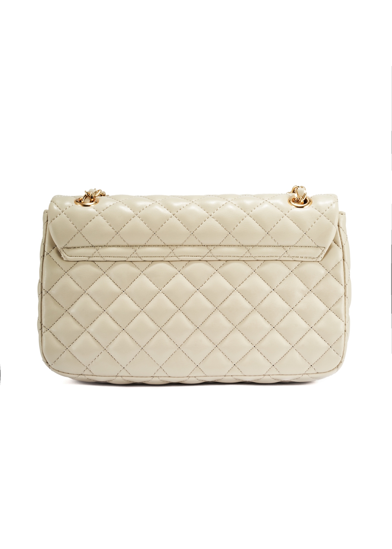 Cream quilted chain bag TOREC-0443E-12(Z25), back view of the product on a white background.