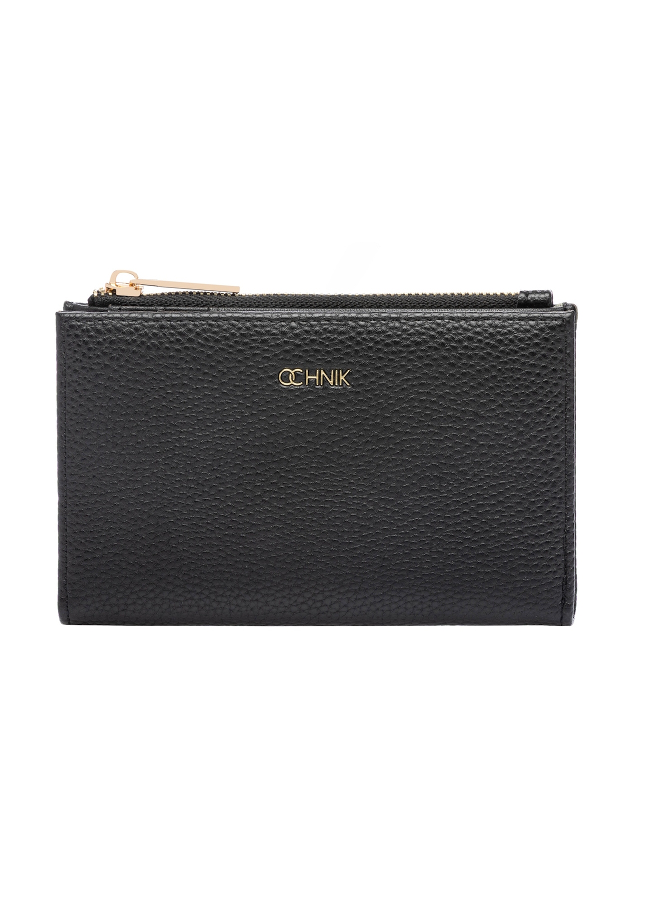 Medium black women's wallet POREC-0428-99(W26), front product view on white background.