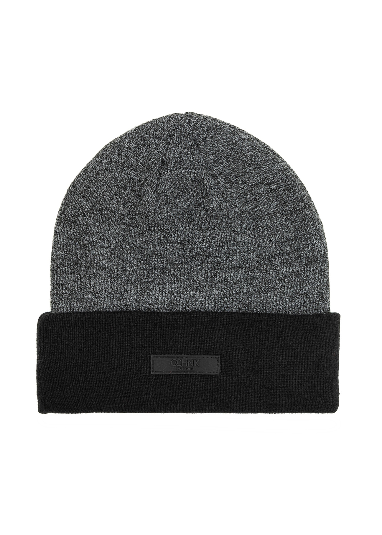 Men's gray winter hat CZADT-0082-95(Z 25), front product view on a white background.