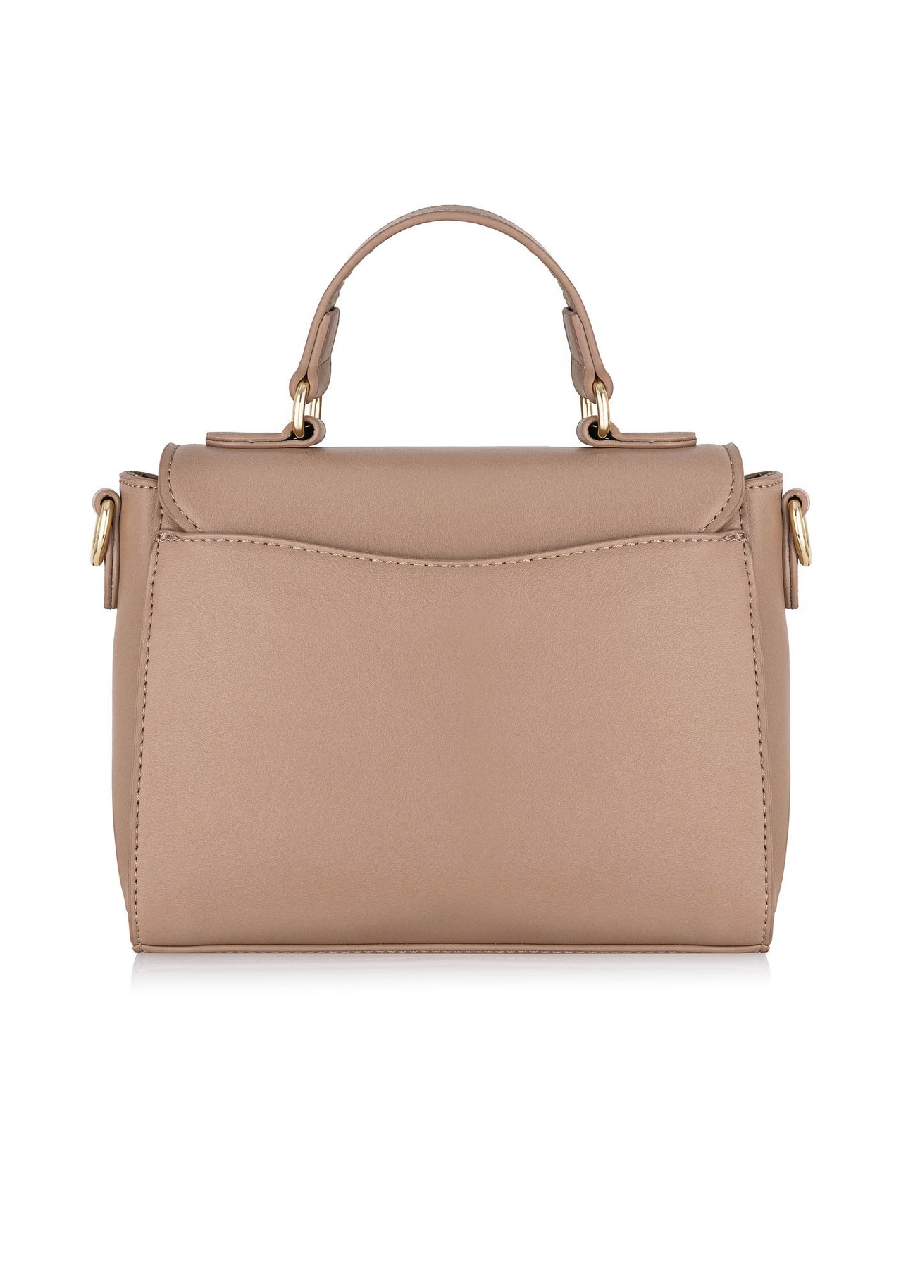 Beige small women's shoulder bag TOREC-0962A-81(Z25) - product view from the back on a white background.