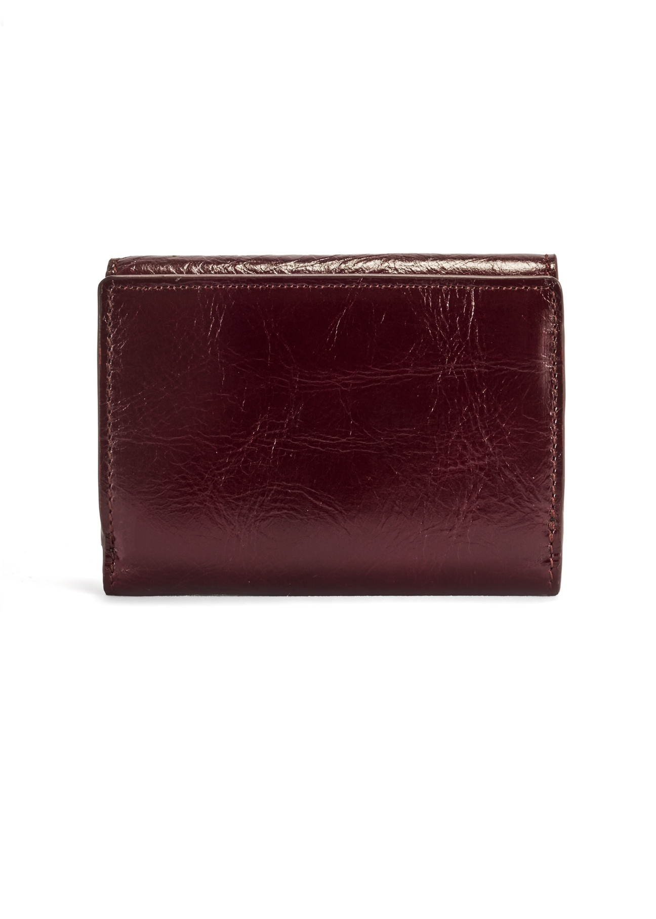 Small burgundy women's wallet PORES-0967-49(Z25), product view from the back on a white background.