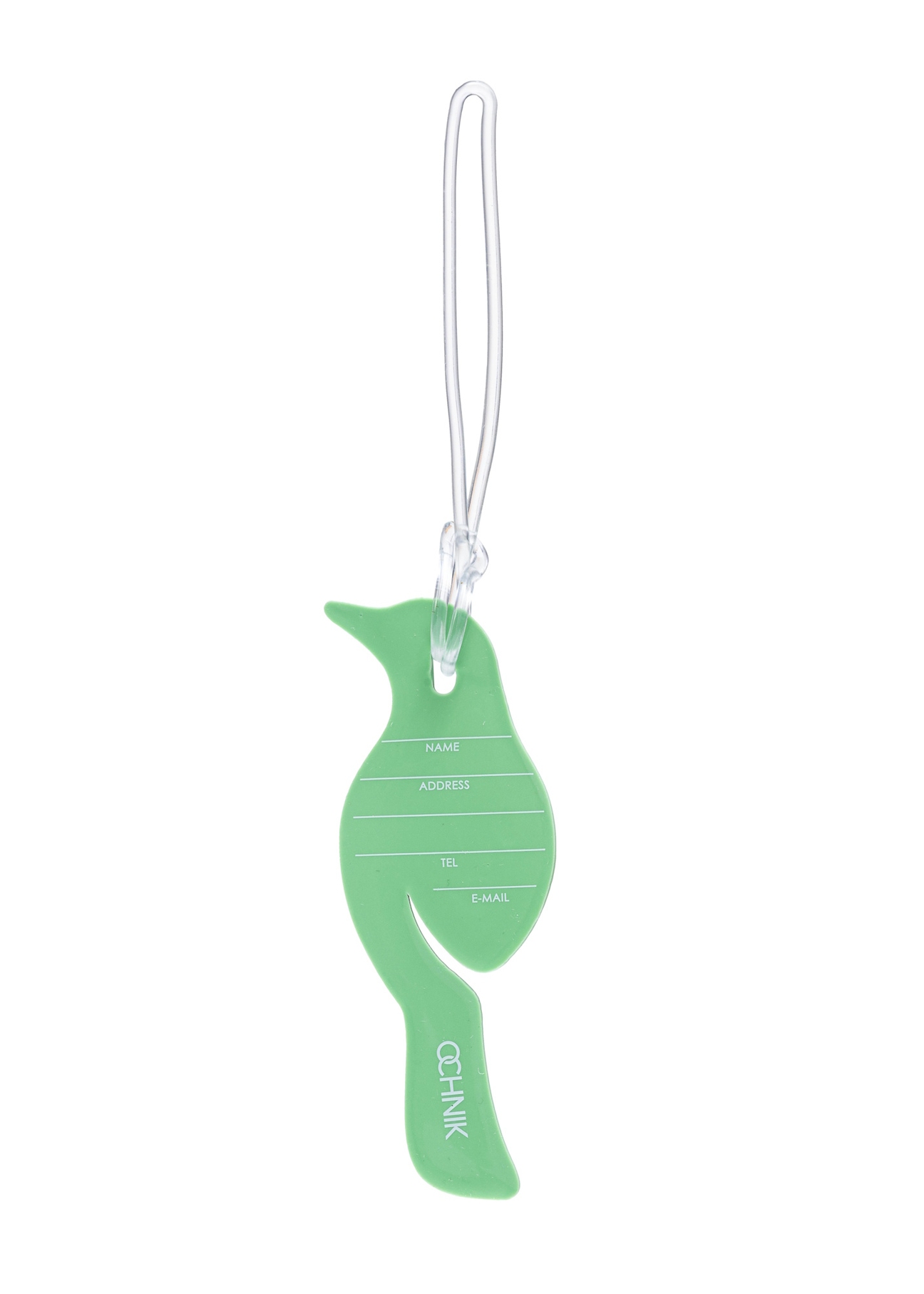 Luggage tag AW-012-0002-63(W25), product back view on white background.