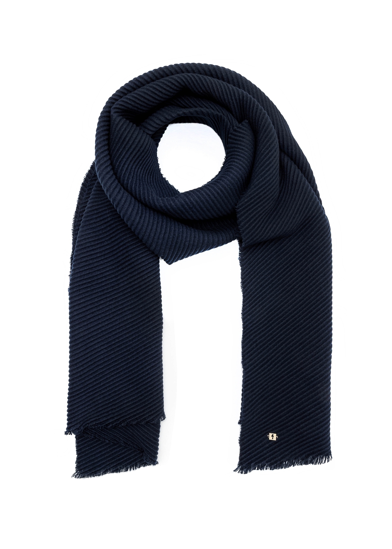 Light navy blue women's scarf SZADT-0179A-69(Z25), product view from the front on a white background.