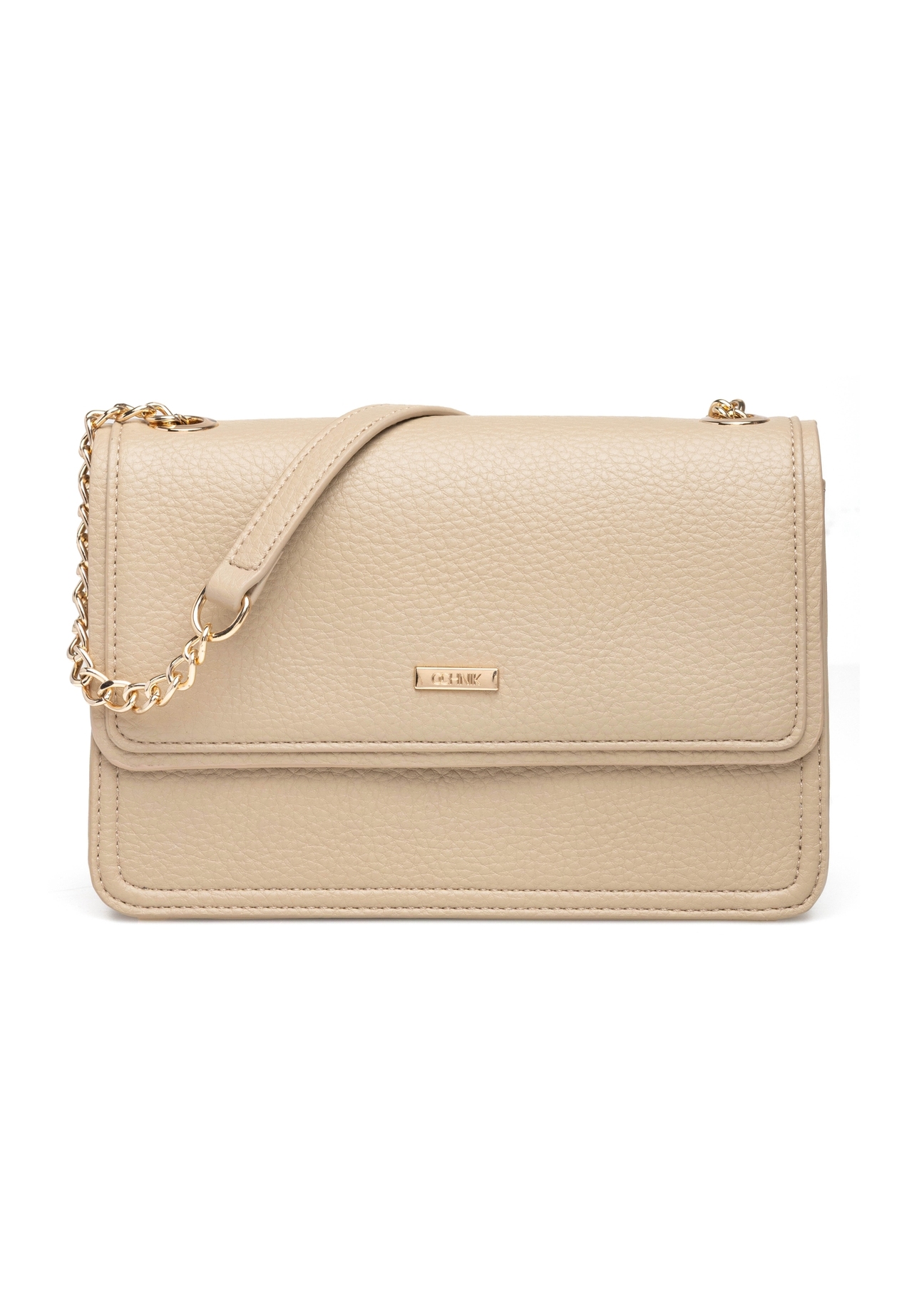 Small beige women's handbag TOREC-1015-1B(W26), product view from the front on a white background.