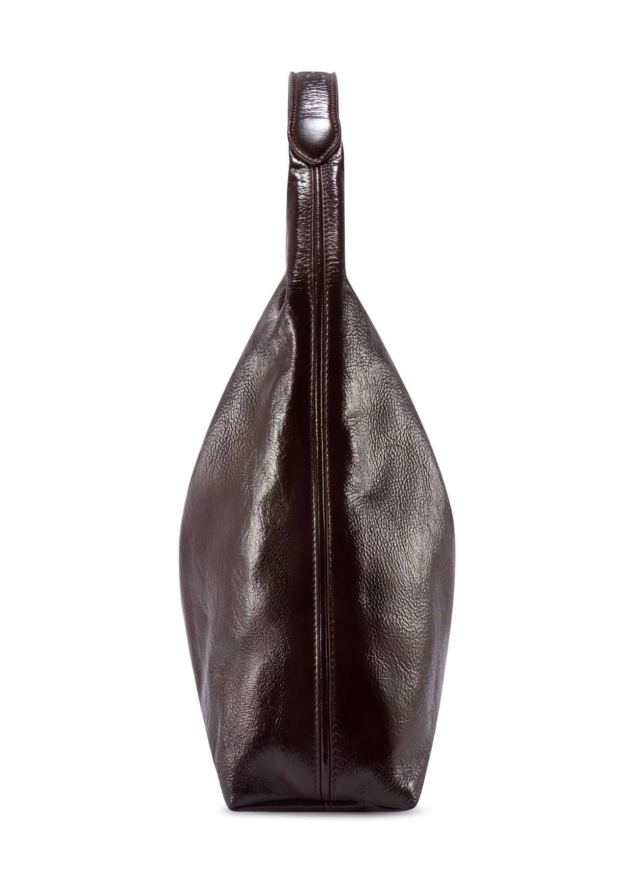 Large brown leather women's handbag TORES-1179-1I(W26), side product view on white background.