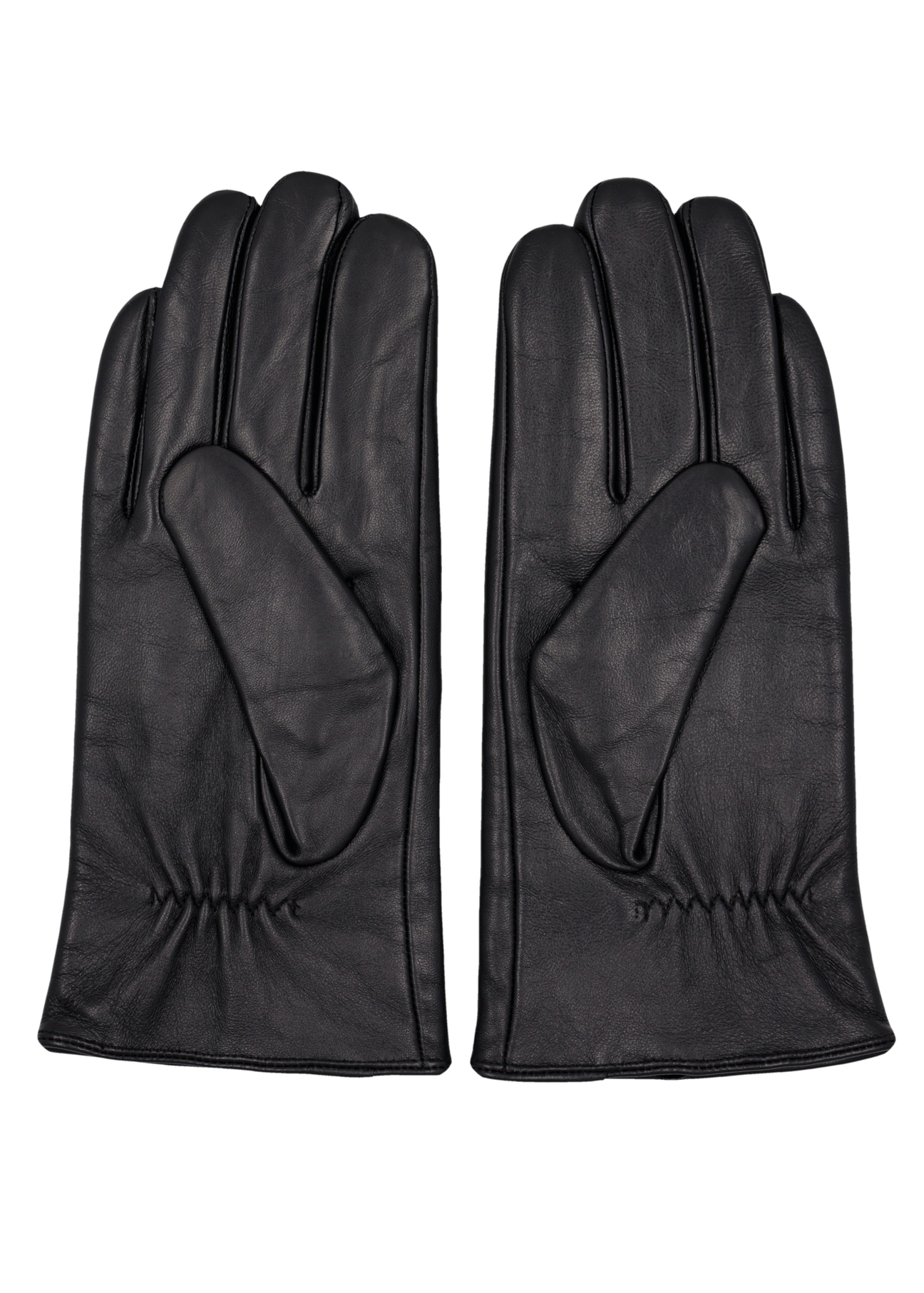 Men's black leather gloves REKMS-0088-99(Z26), product view from the back on a white background.