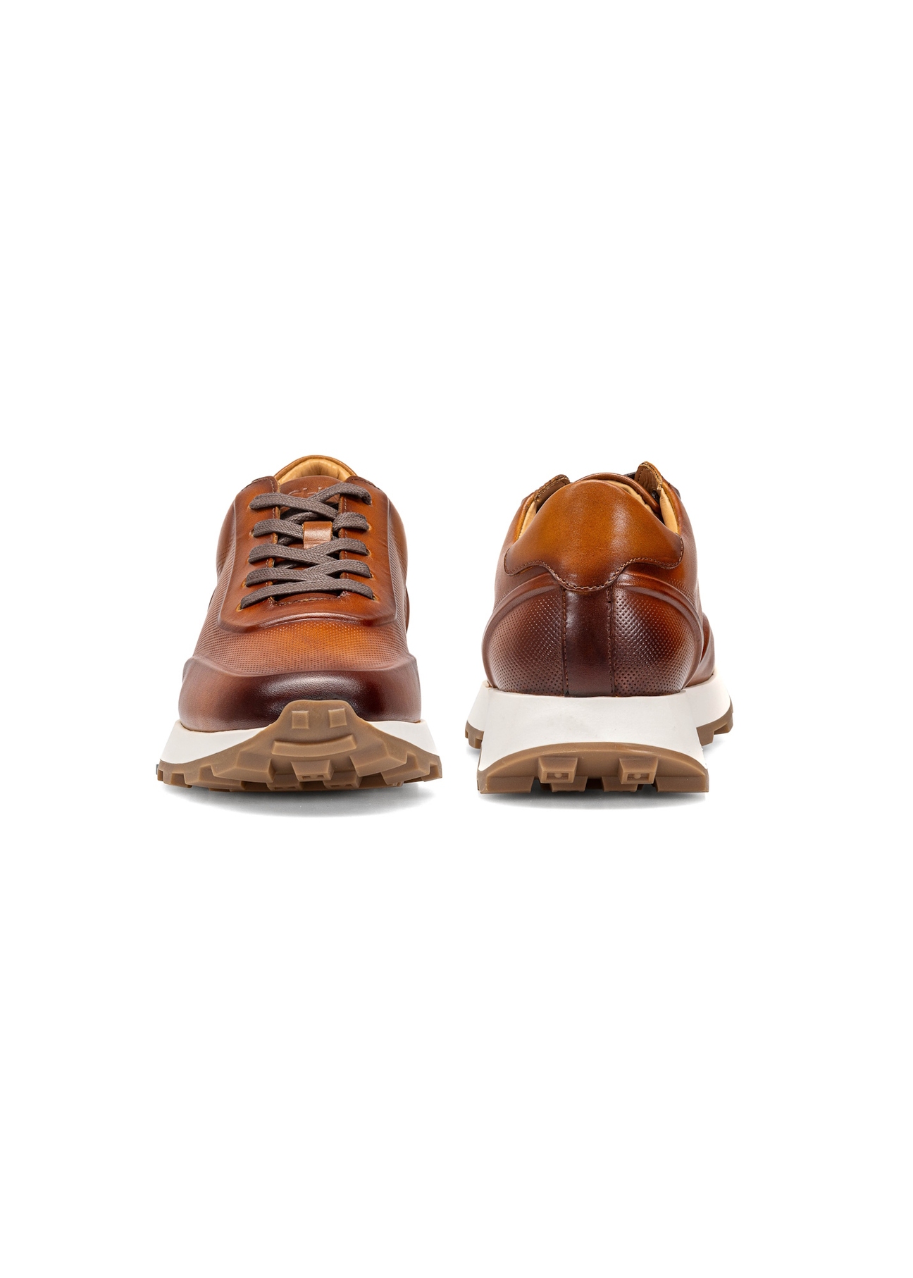 Brown leather men's sneakers BUTYM-0493-87(W25)-04