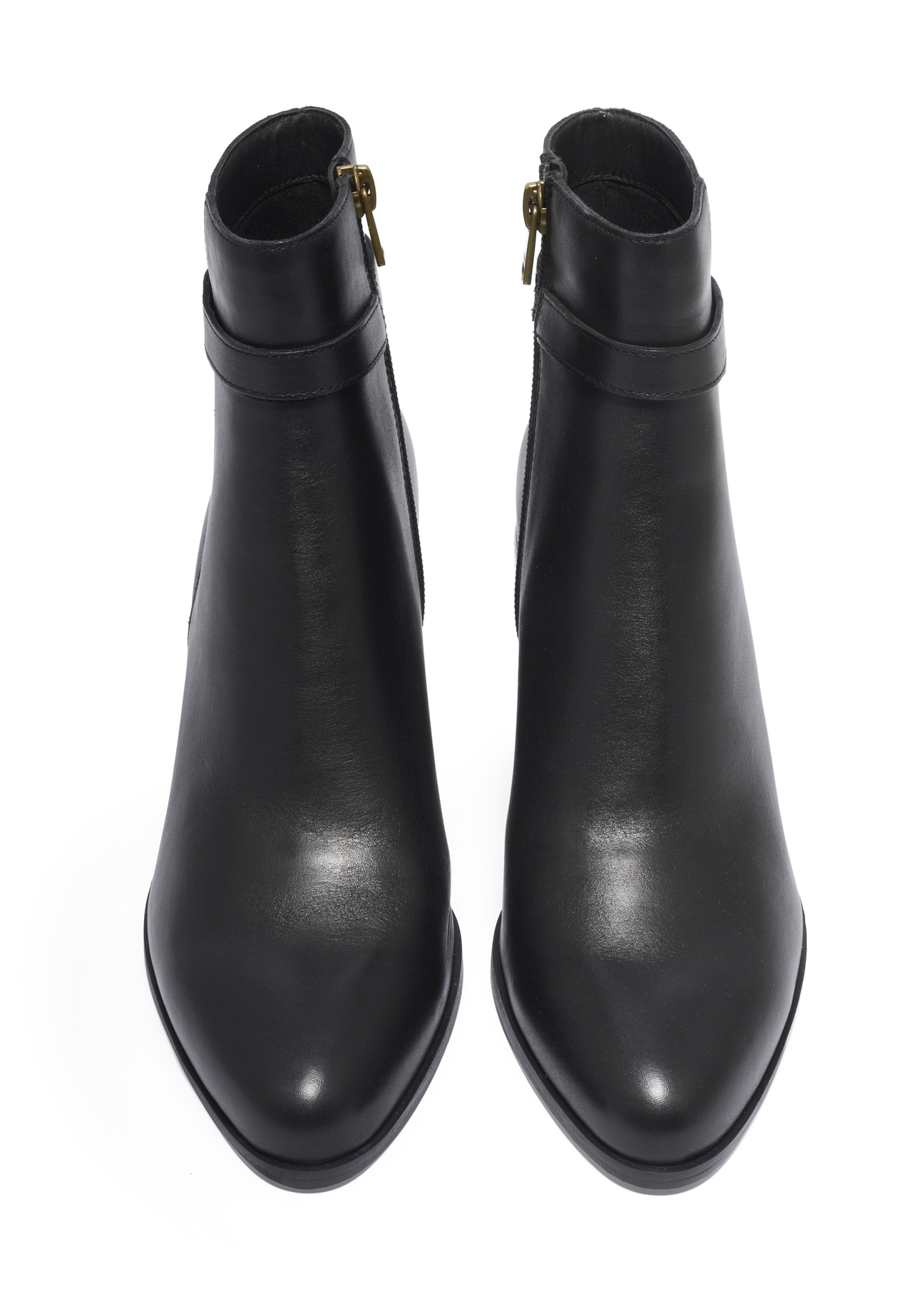 Black women's ankle boots with logo BUTYD-1214-99(Z26). Front view on white background.