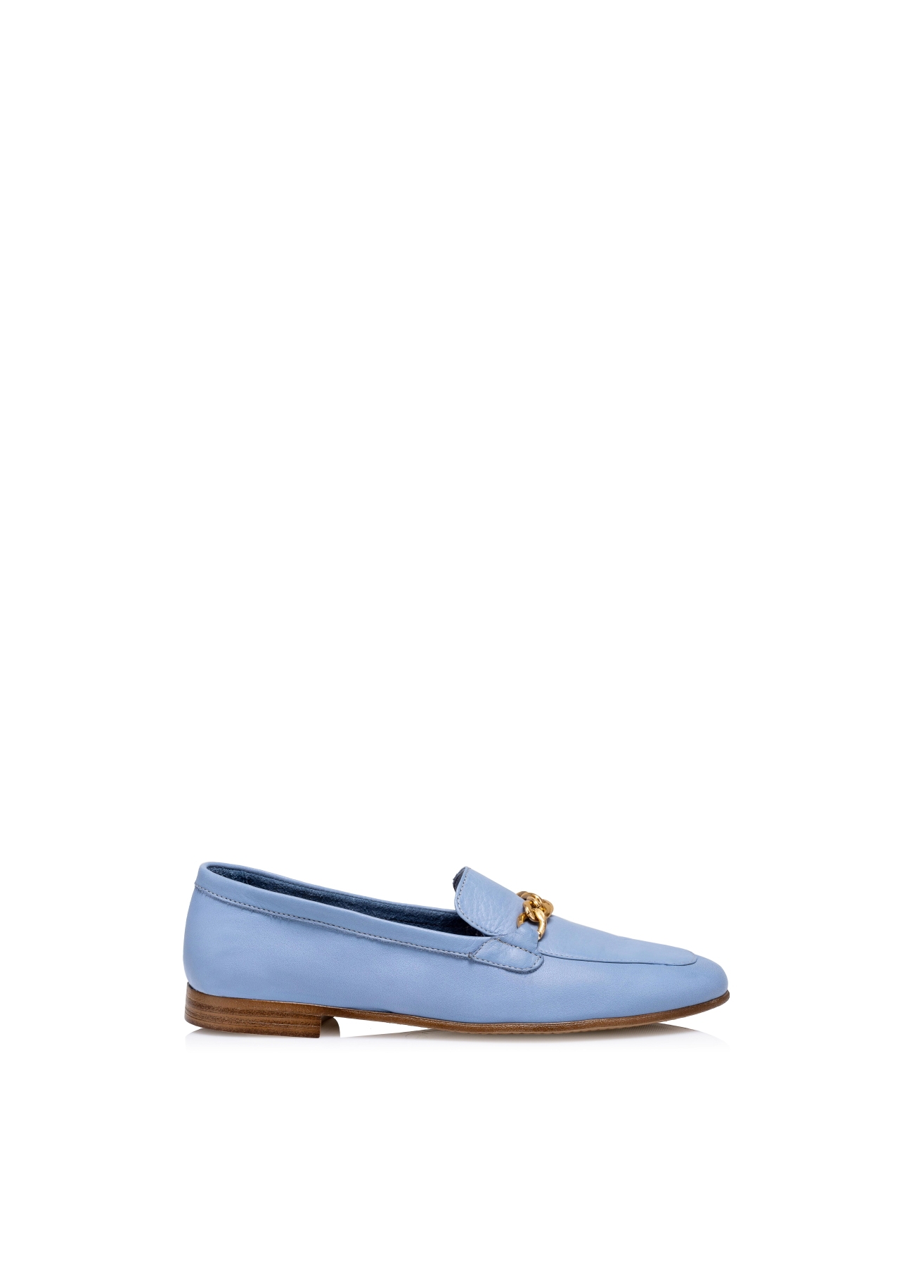 Women's leather moccasins with chain BUTYD-0914-62(W24)-01