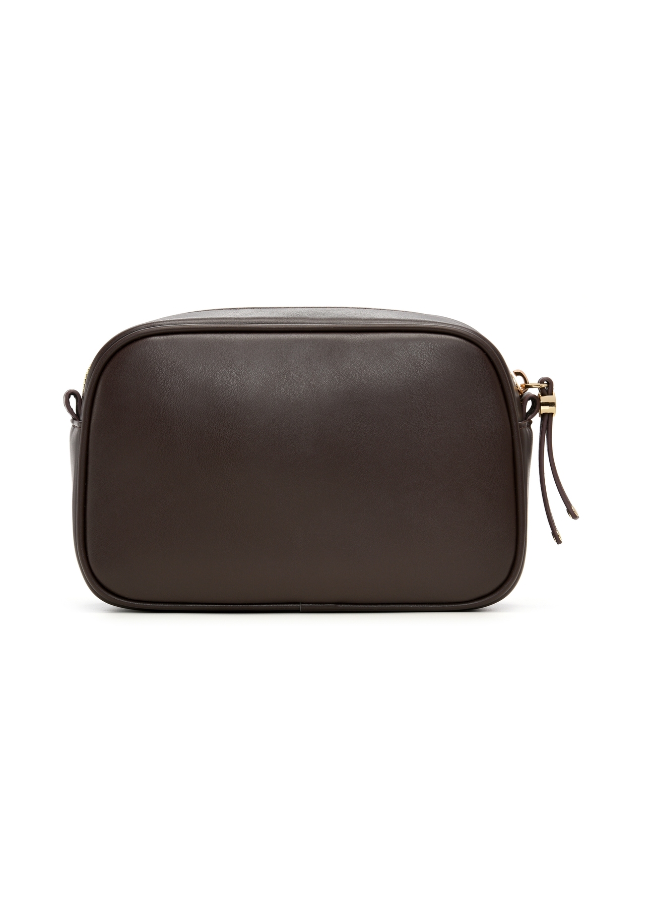 Brown small women's handbag TOREC-1285-1I(Z26), product view from the back on a white background.