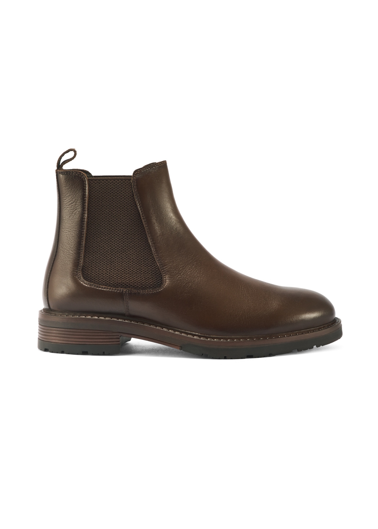 Men's brown leather Chelsea boots BUTYM-0521-89(Z25), side view of the product on a white background.