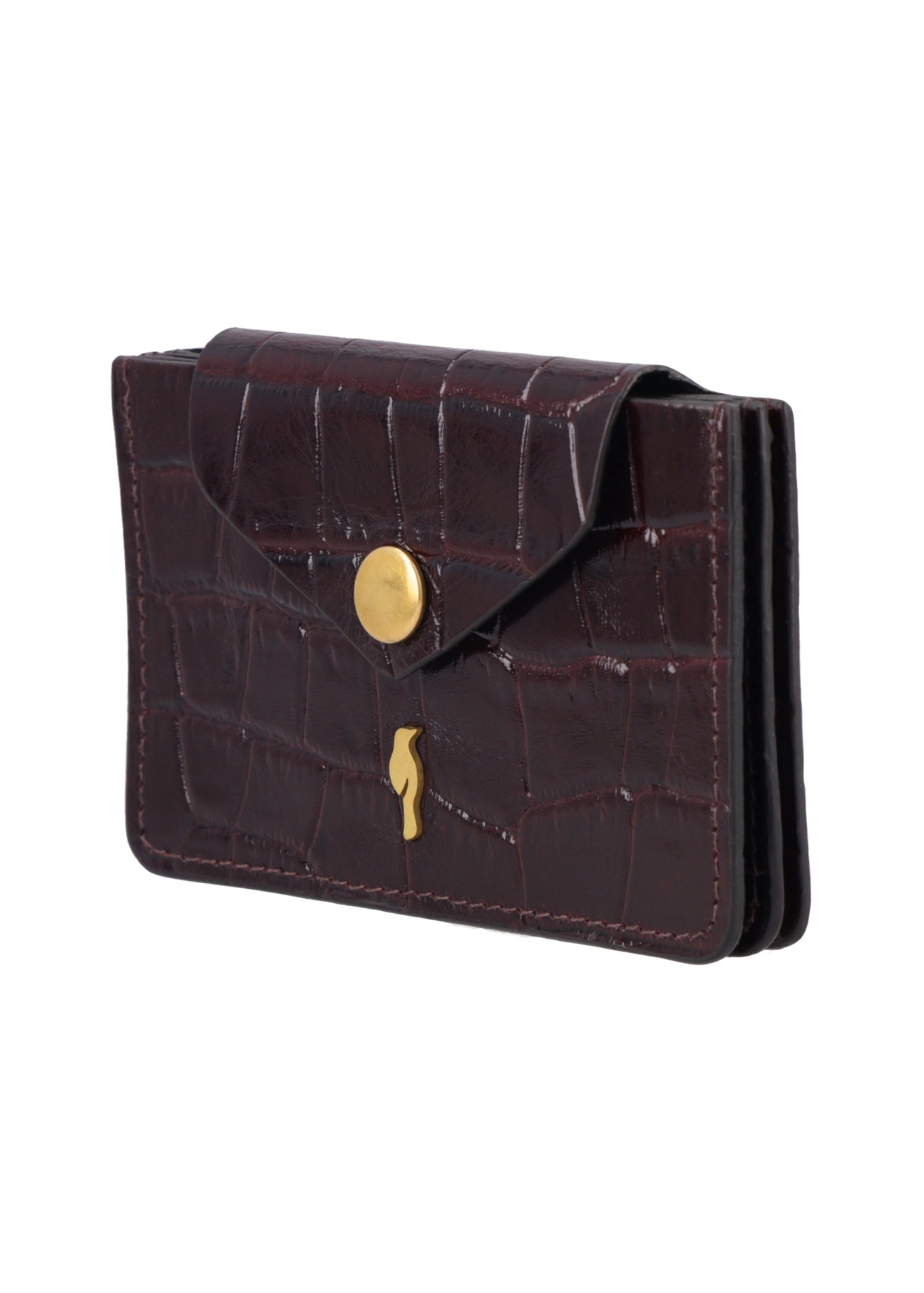 Small burgundy leather women's wallet PORES-0890B-4D(Z26), diagonal product view on white background.