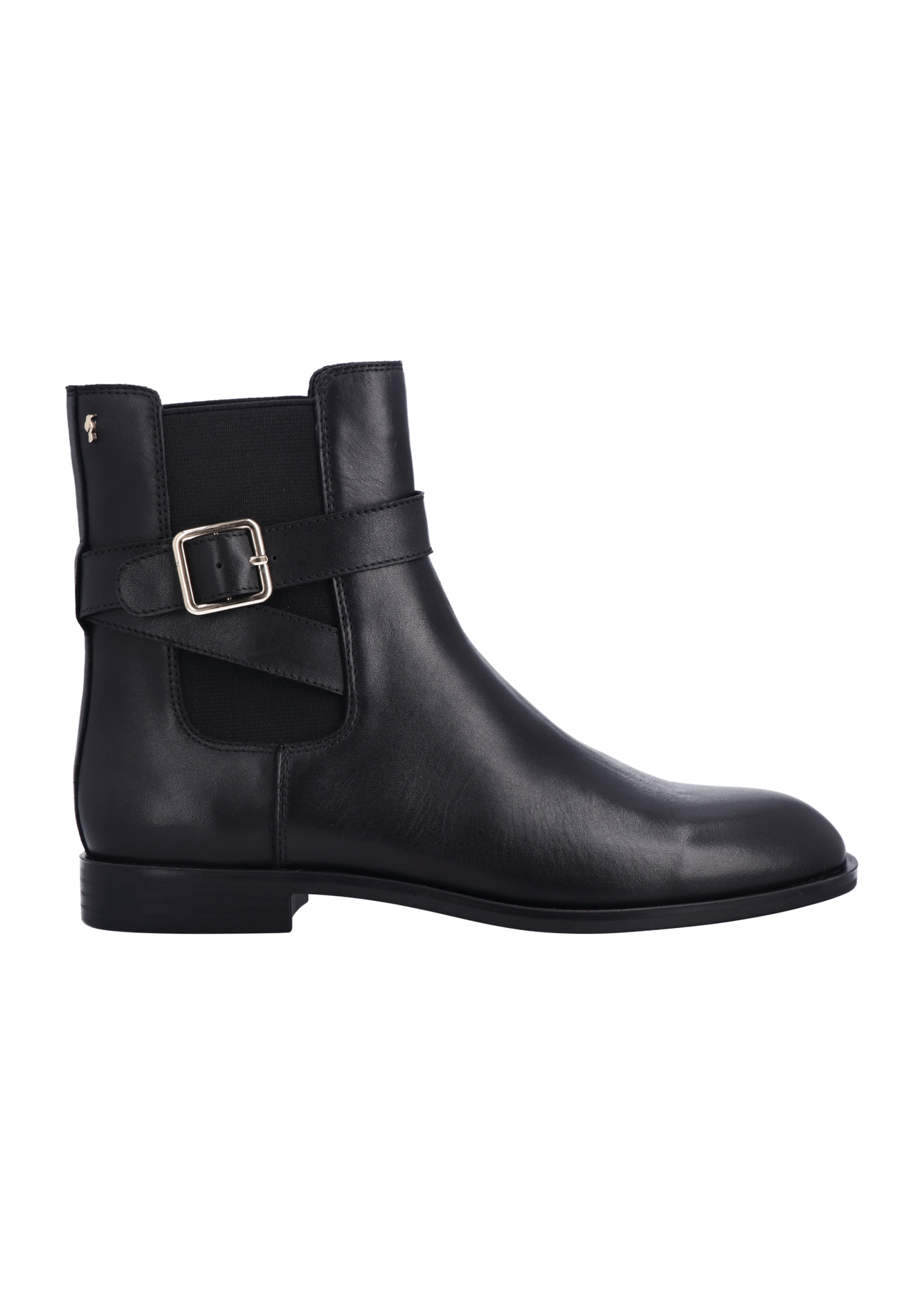 Black leather women's ankle boots BUTYD-1312-99(Z26), side view of the product on a white background.