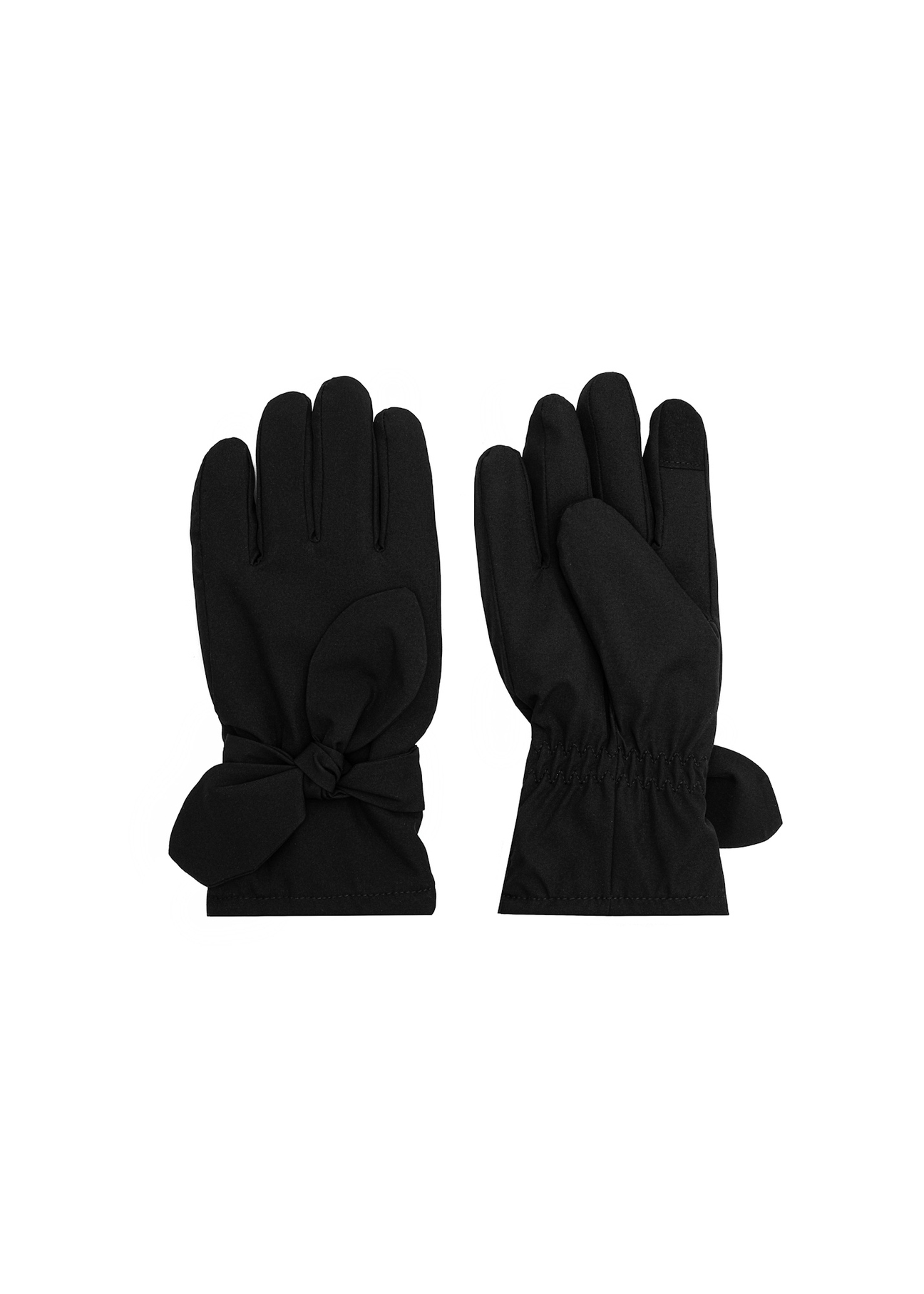 Black women's winter gloves REKDT-0035-99(Z25) - product view from above on white background.