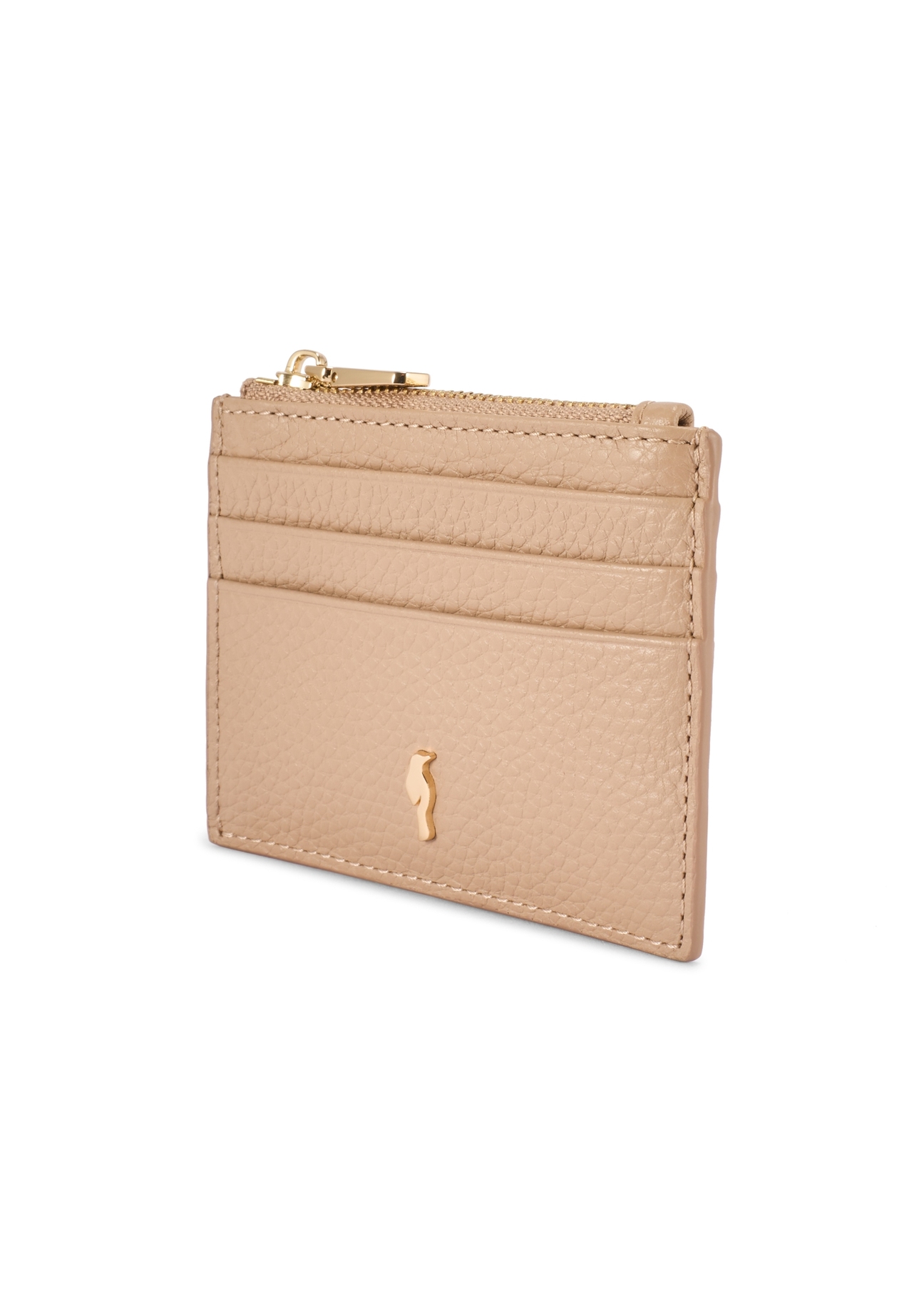 Small women's leather wallet PORES-0806R-1B(W26), diagonal product view on white background.