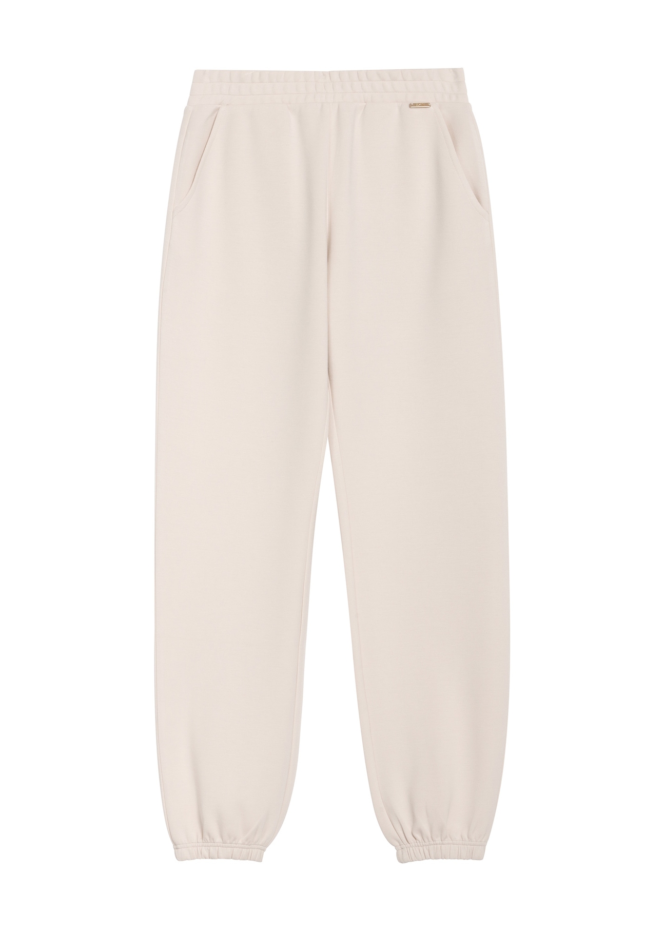 Light beige women's trousers SPODT-0117-80(Z25), front product view on white background.