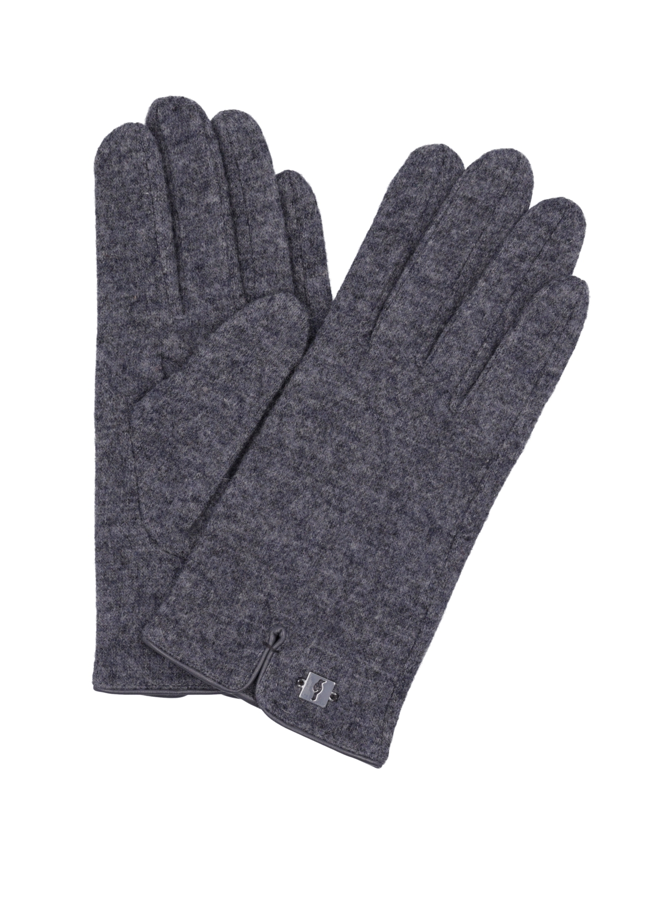 Graphite woolen women's gloves REKDT-0027A-9D(Z26) - product view from above, on a white background.