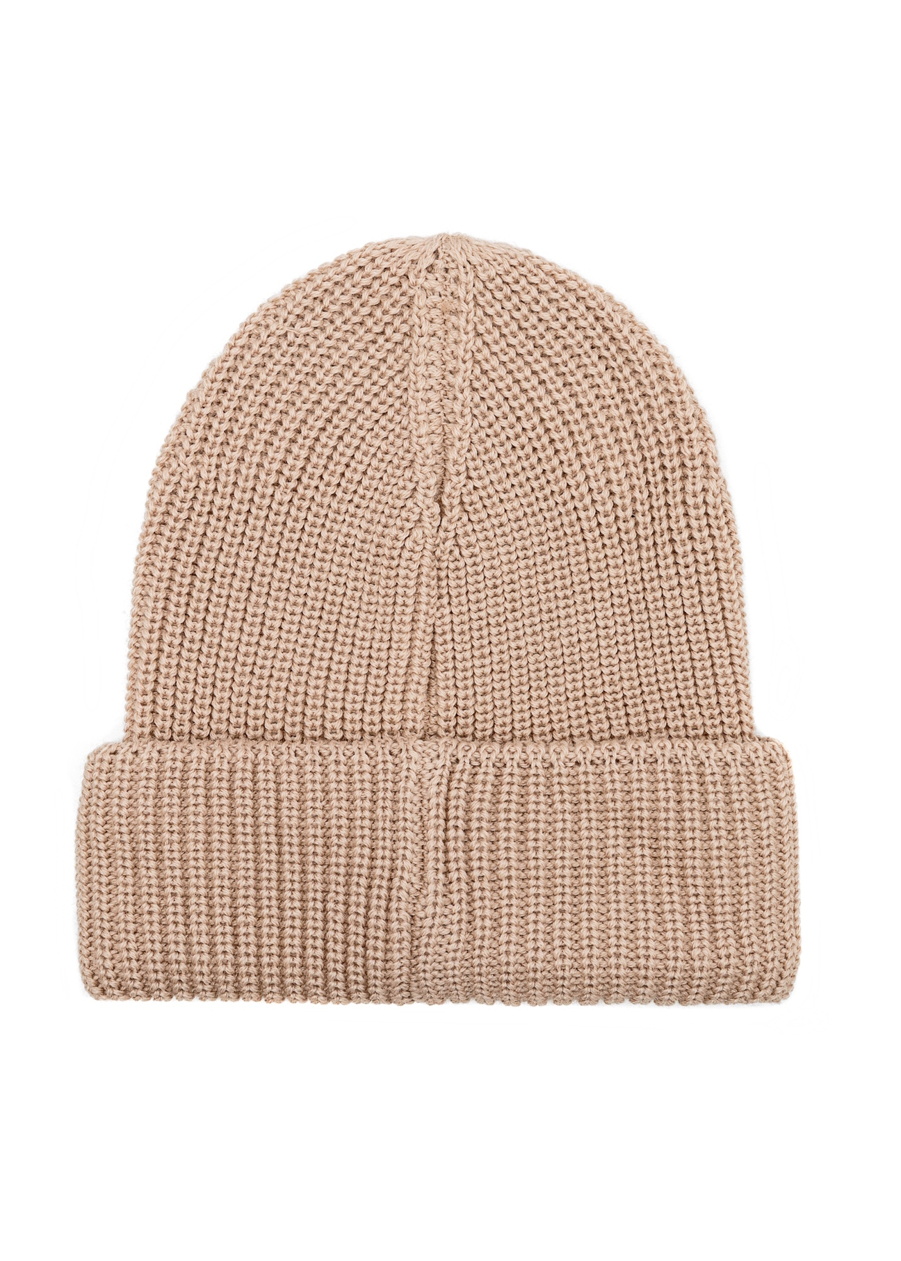 Beige women's hat with pearls CZADT-0202-24(Z25), back view of the product on a white background.