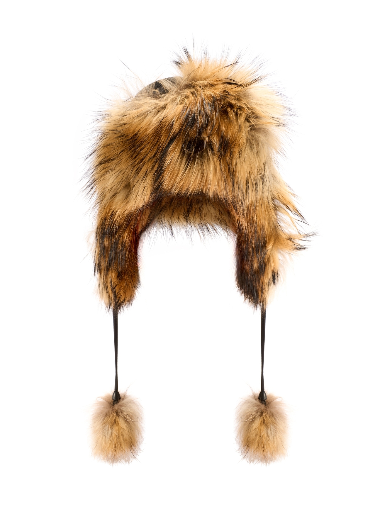 Women's hat with natural raccoon fur CZADF-0048-99(Z25), product view from the front on a white background.