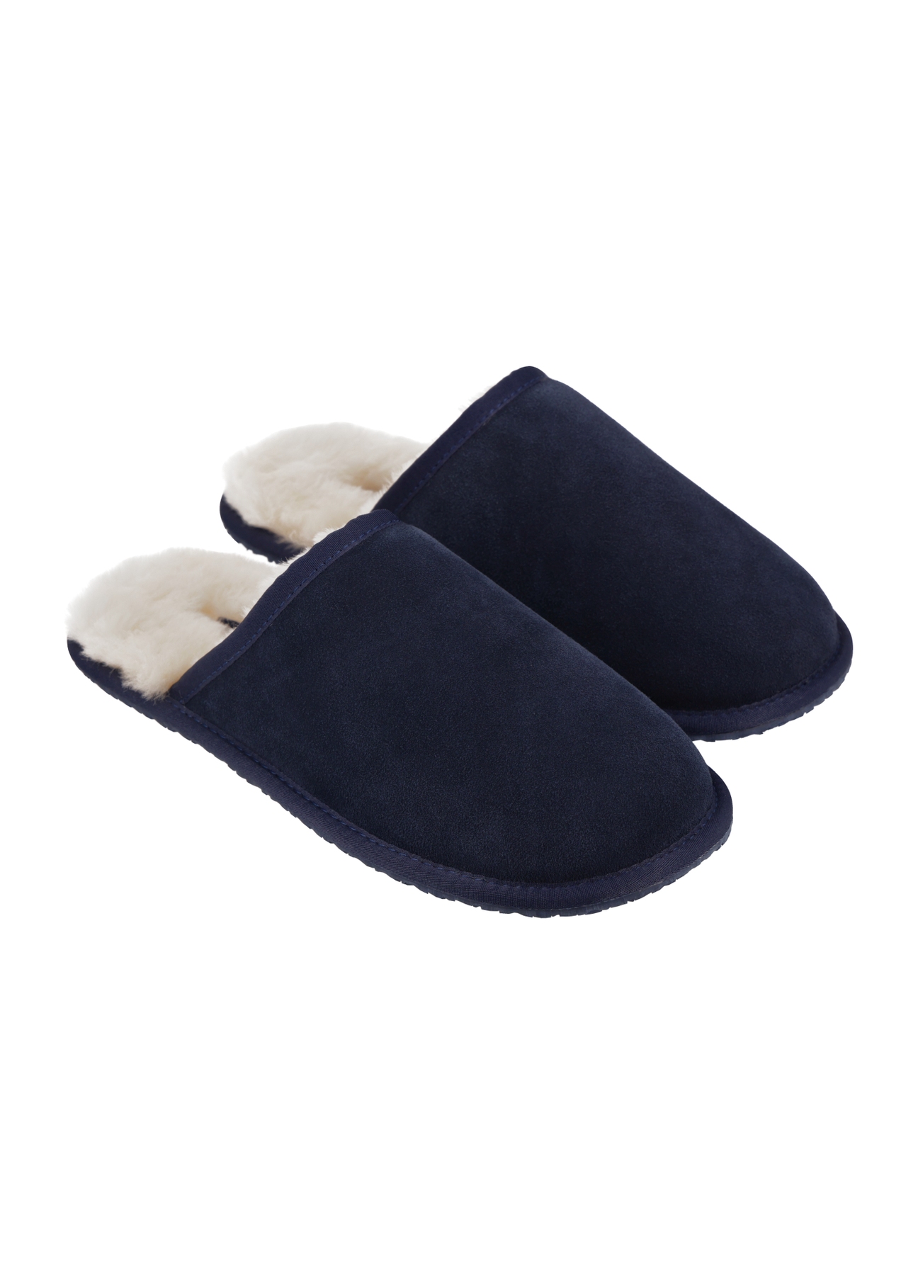 Men's dark navy suede slippers BUTYM-0551-7E(Z26), angled product view on a white background.